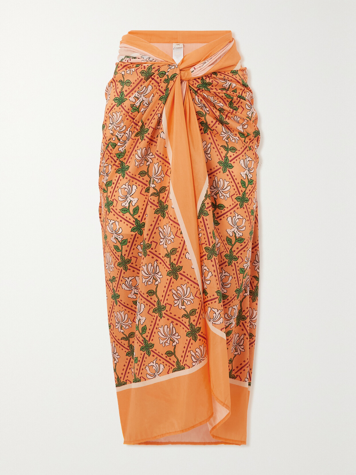 Agua by Agua Bendita - + Net Sustain Lavanda Printed Cotton And Silk-blend Pareo - Orange