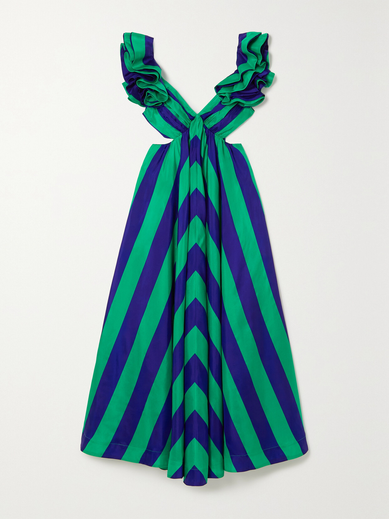 ZIMMERMANN TIGGY CUTOUT STRIPED SILK MIDI DRESS