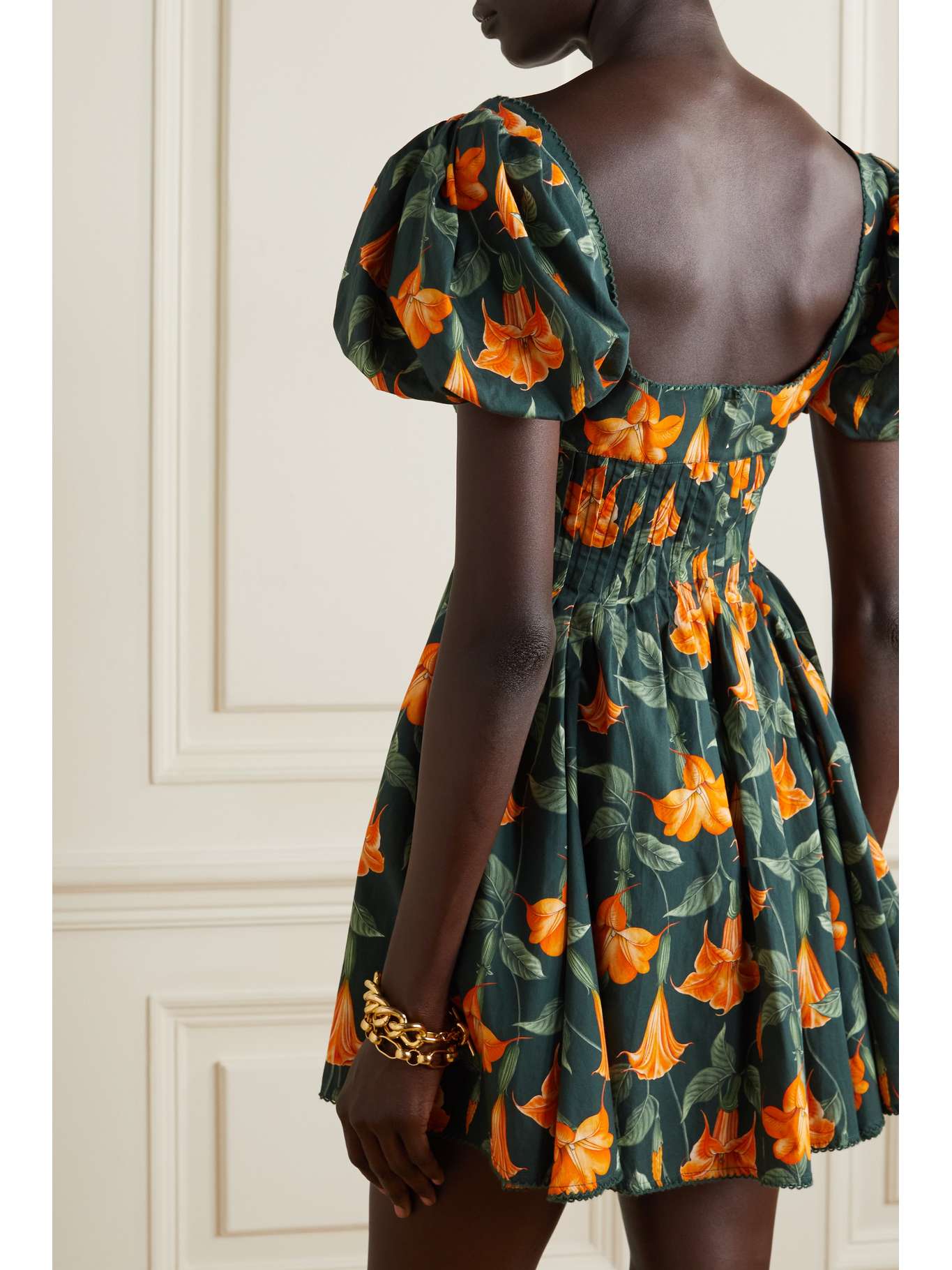 AGUA BY AGUA BENDITA + NET SUSTAIN Caramelo pleated floralprint cotton