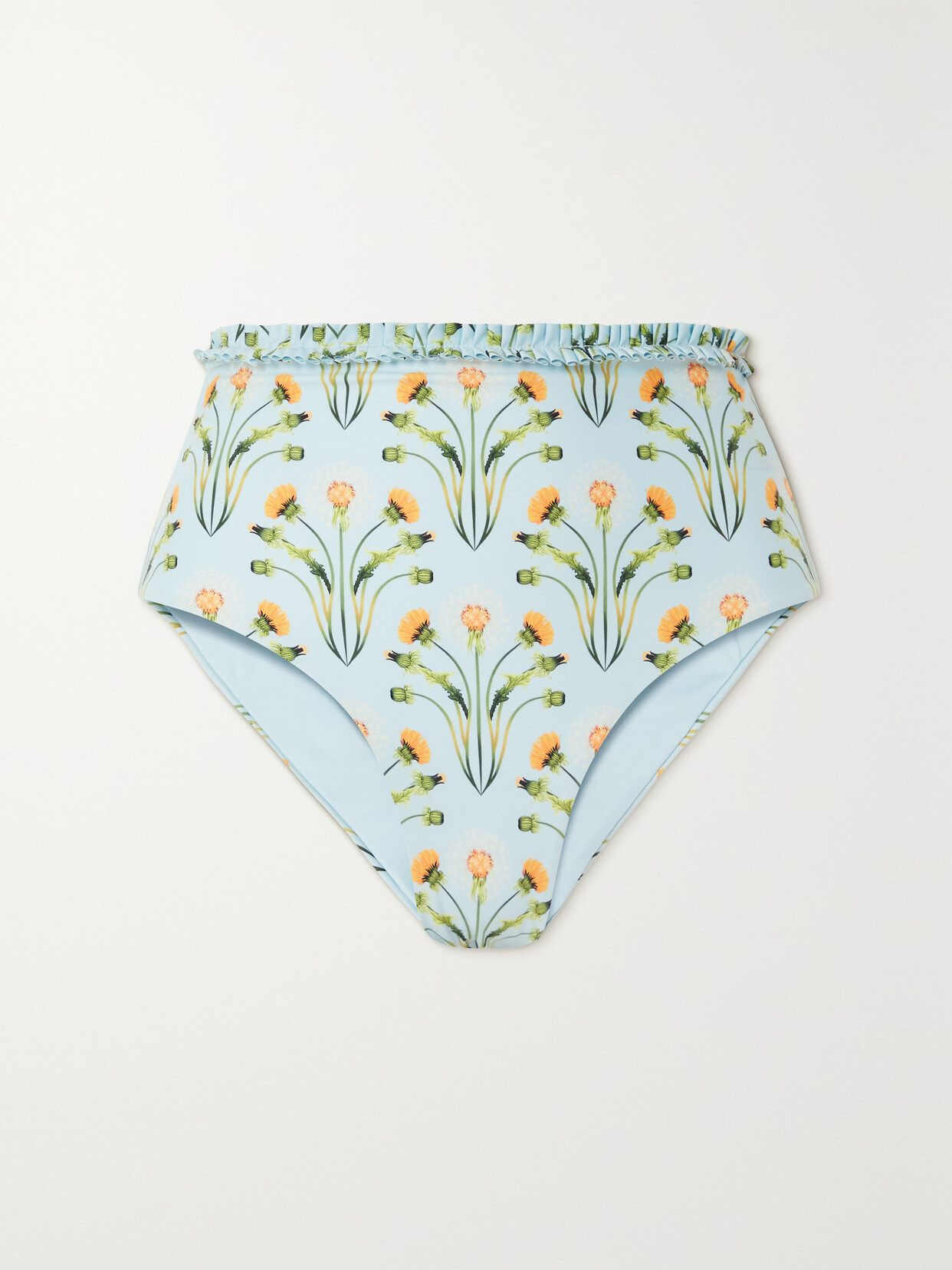 AGUA BY AGUA BENDITA + NET SUSTAIN NOPAL RUFFLED FLORAL-PRINT RECYCLED BIKINI BOTTOMS