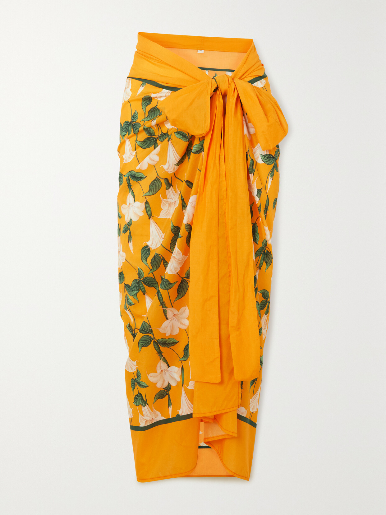 Agua by Agua Bendita - Lavanda Floral-print Cotton And Silk-blend Pareo - Orange