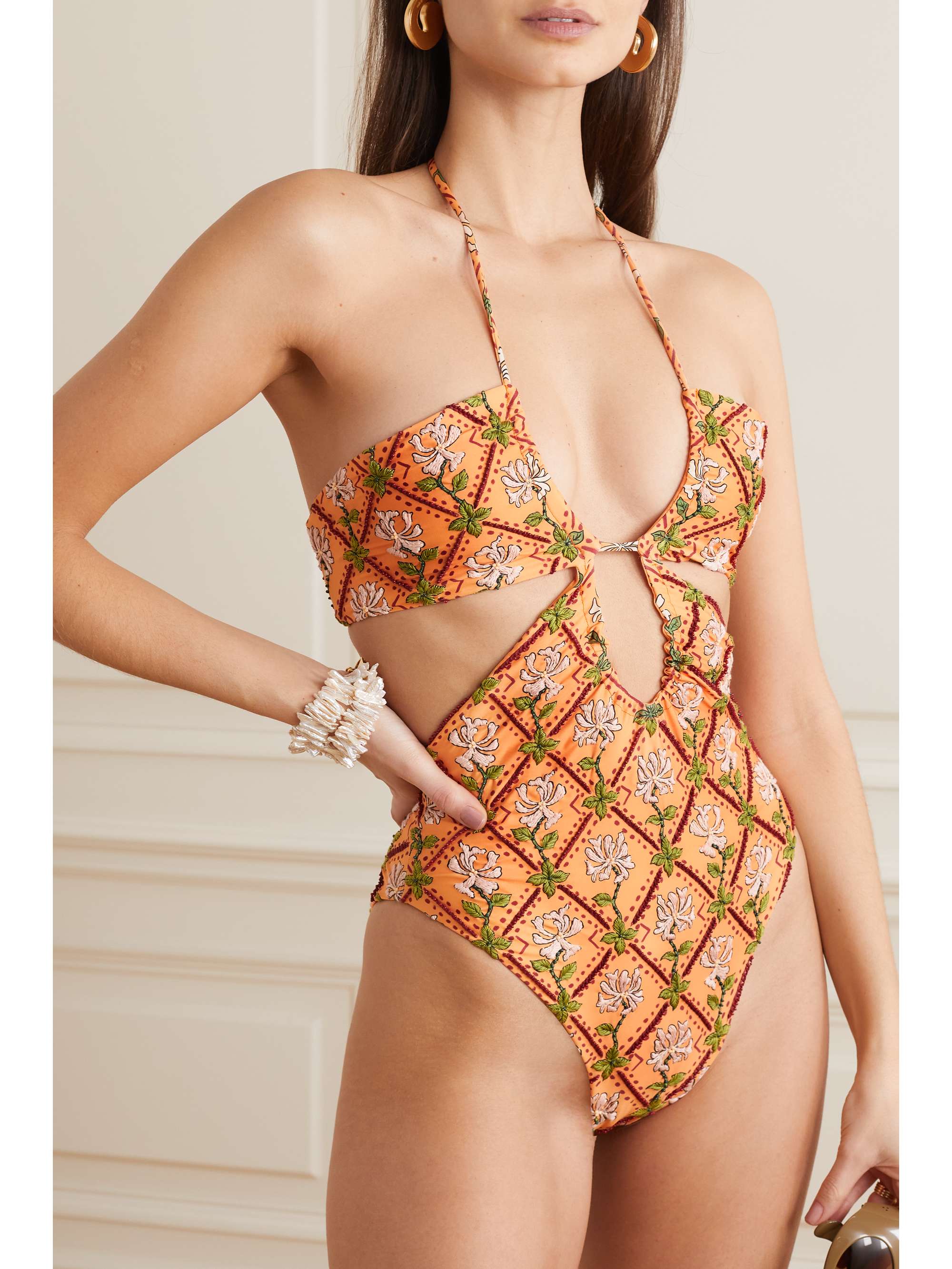 + NET SUSTAIN Mejorana cutout embroidered recycled swimsuit