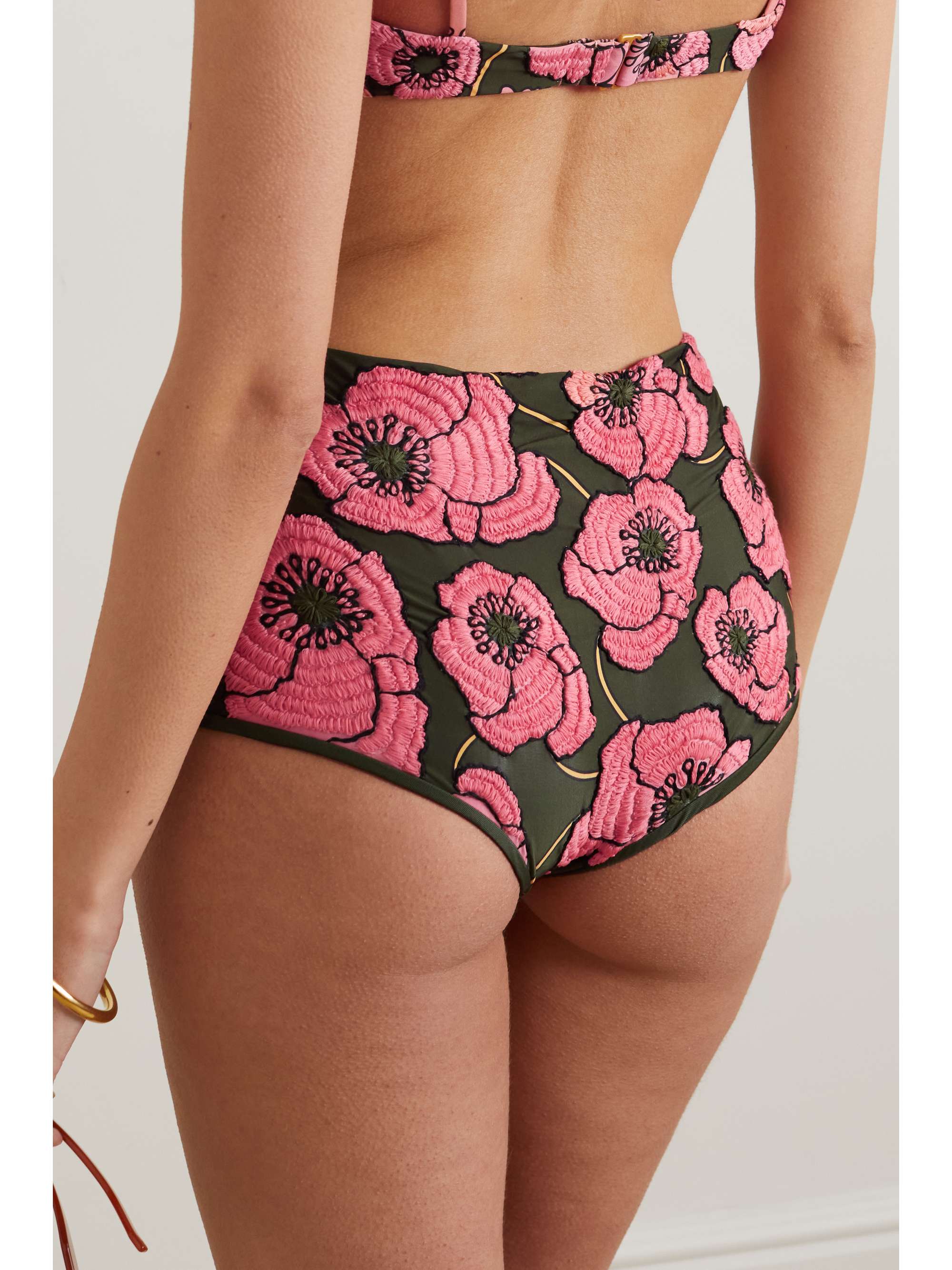 AGUA BY AGUA BENDITA + NET SUSTAIN Geranio embroidered recycled bikini briefs