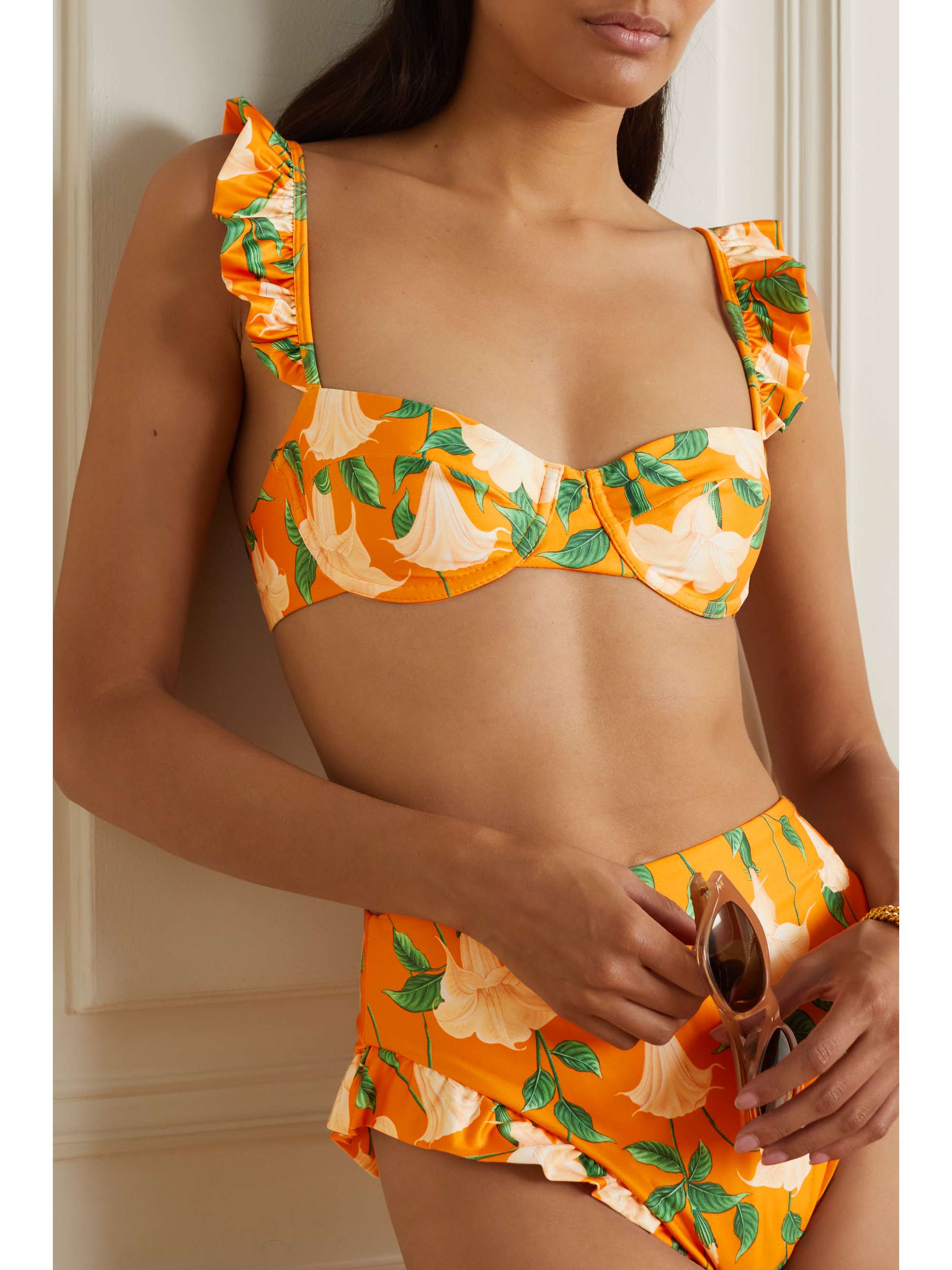 AGUA BY AGUA BENDITA + NET SUSTAIN Kiwi ruffled floralprint recycled