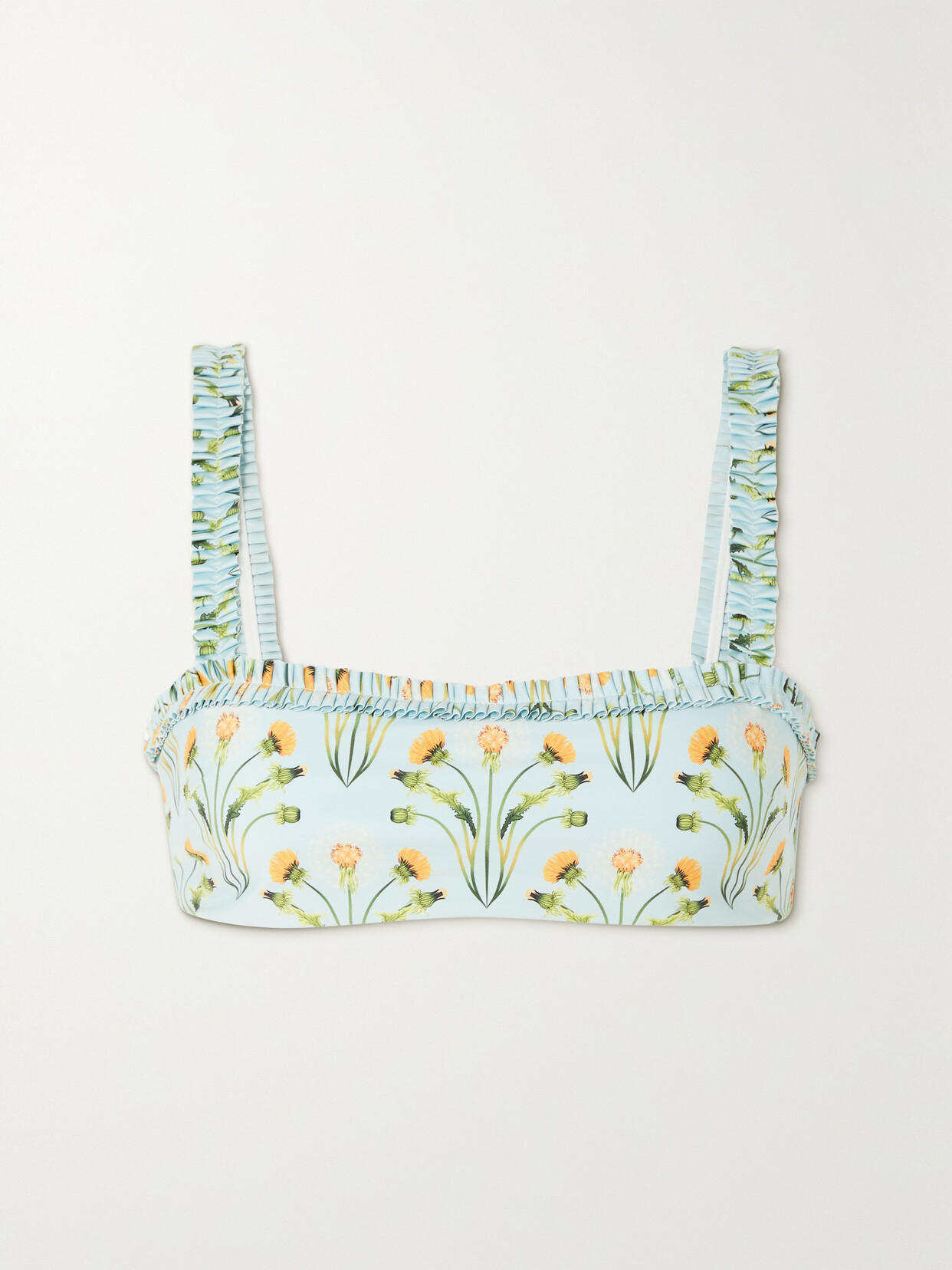 Agua by Agua Bendita - Olmo Ruffled Floral-print Recycled Bikini Top - Blue