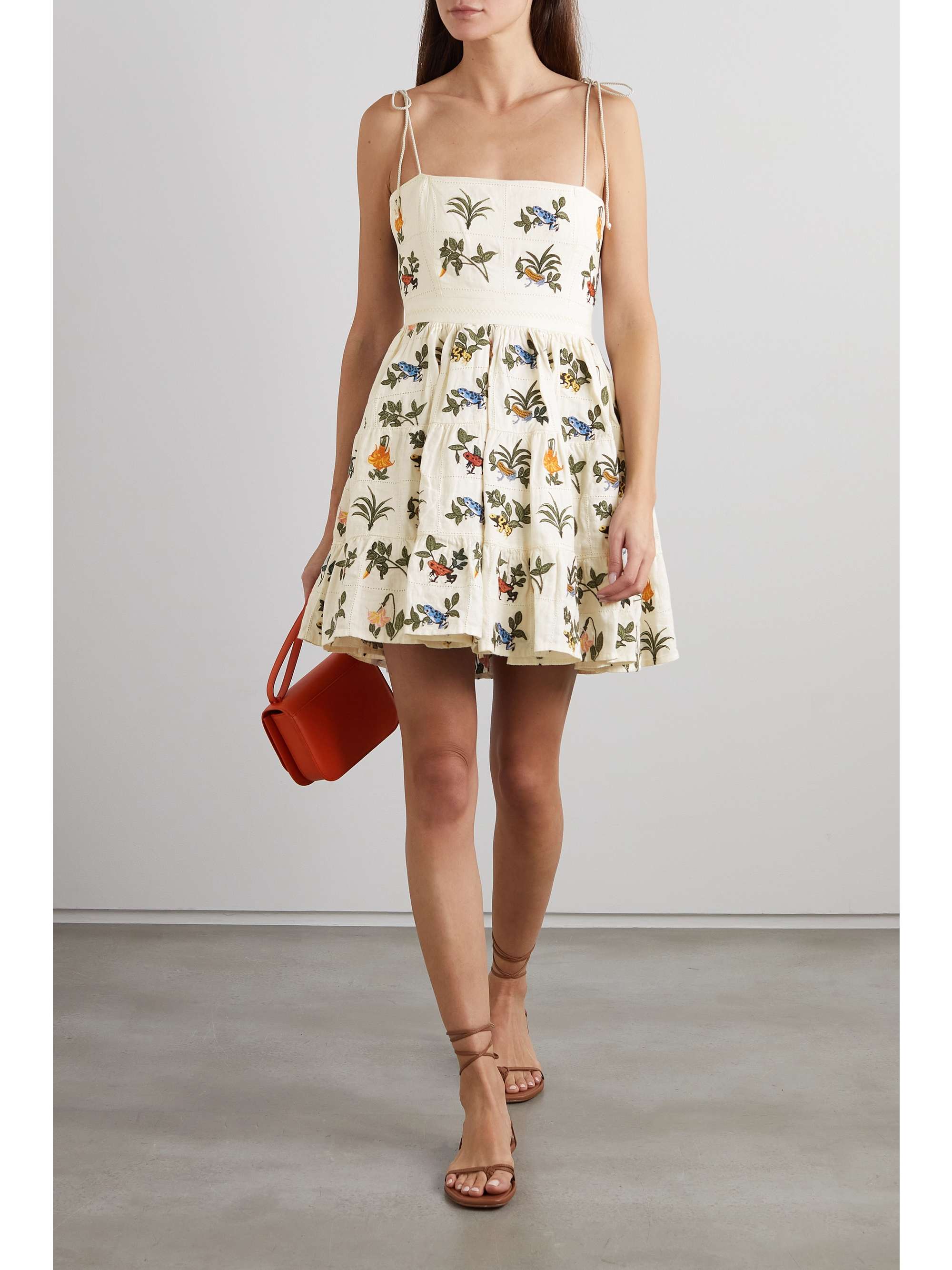 AGUA BY AGUA BENDITA + NET SUSTAIN Lima embroidered linen mini dress