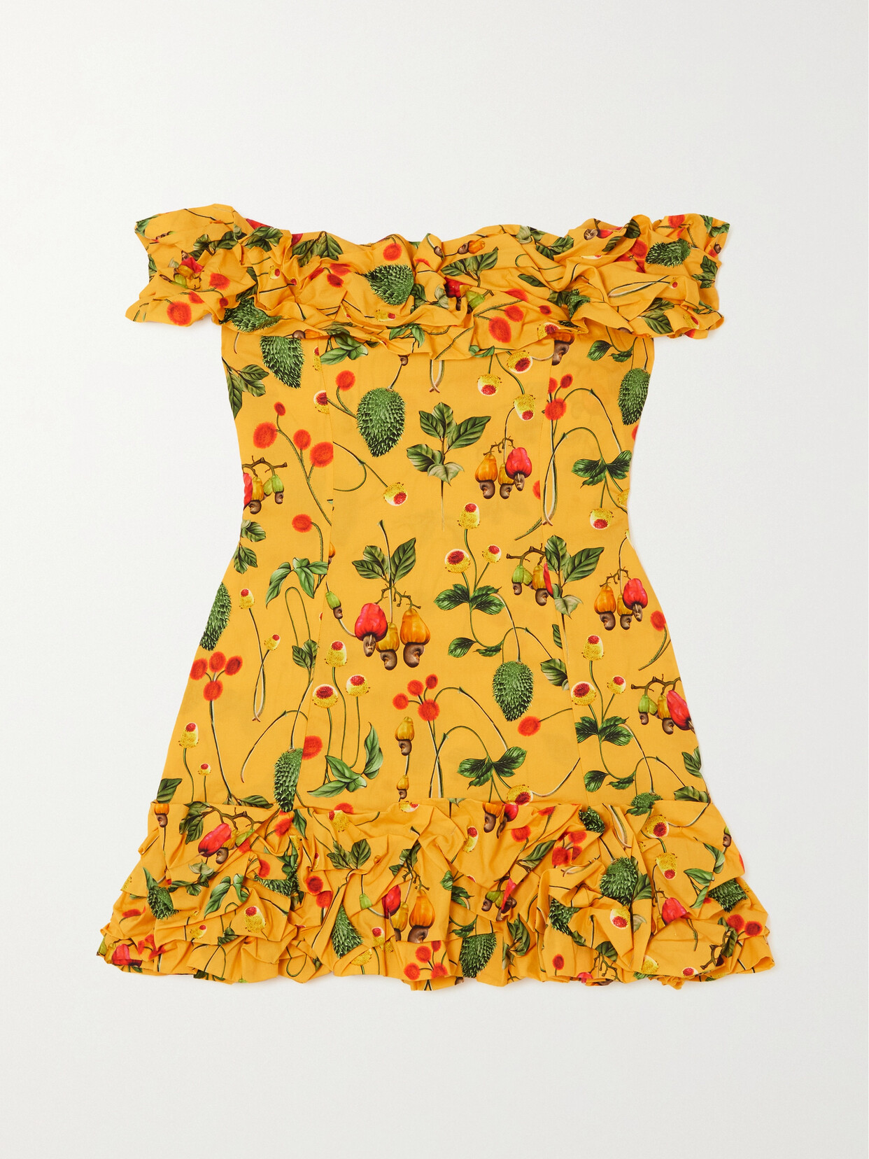 Agua by Agua Bendita - + Net Sustain Jardin Off-the-shoulder Ruffled Printed Cotton Mini Dress - Yellow