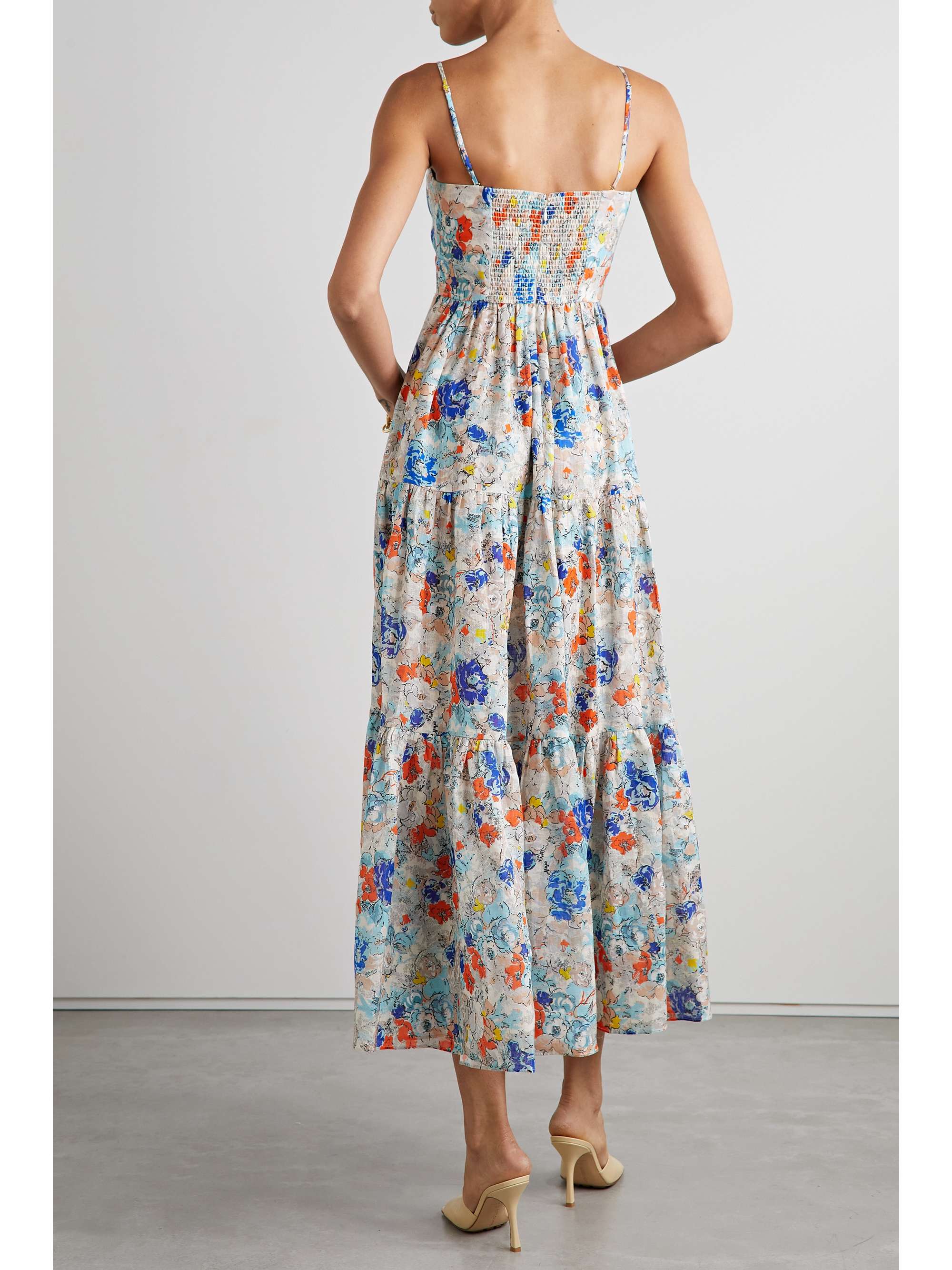 White Clover tiered floralprint linen midi dress ZIMMERMANN NETA