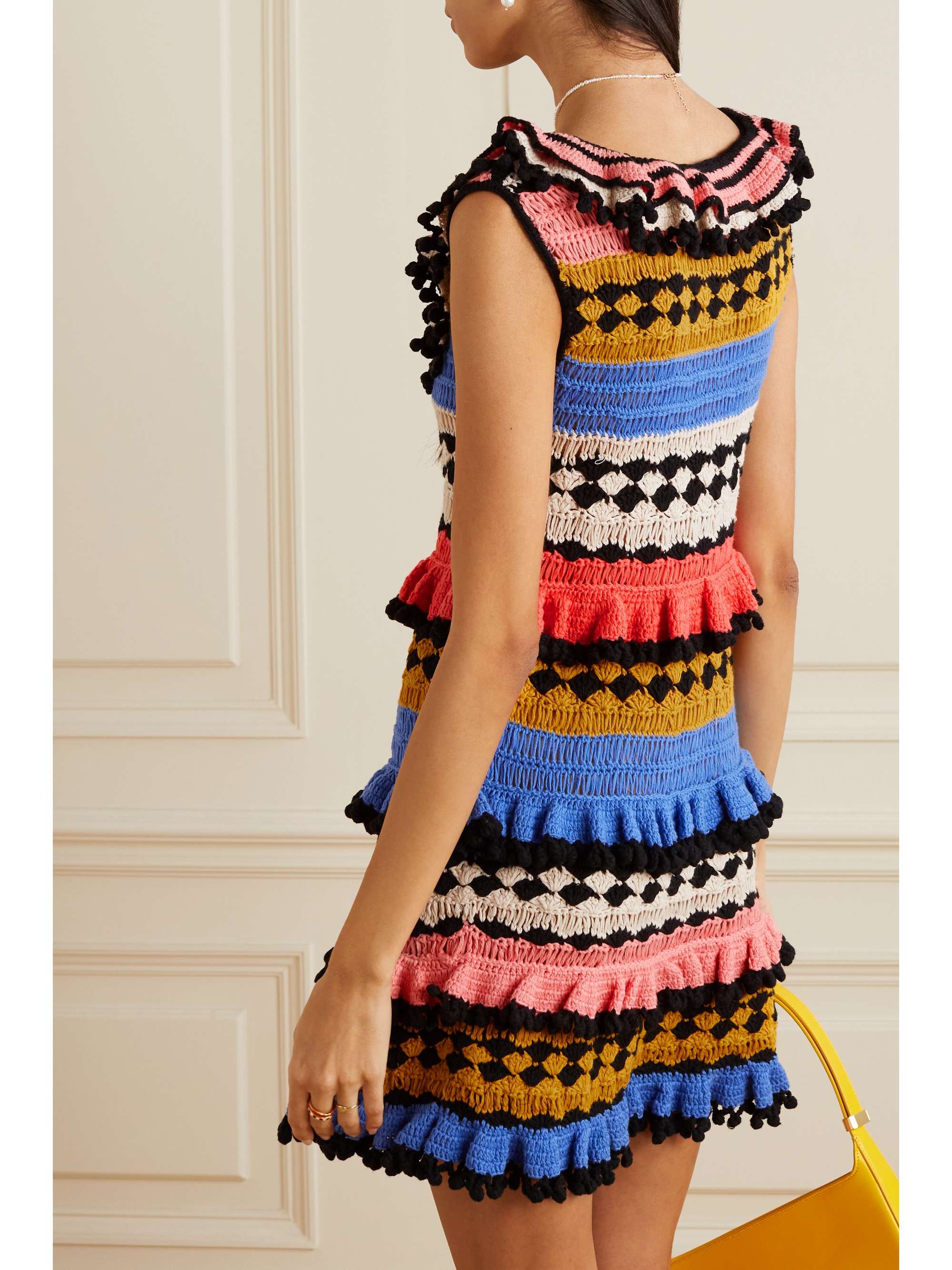 ZIMMERMANN Tiggy Frill crochet-knit cotton mini dress