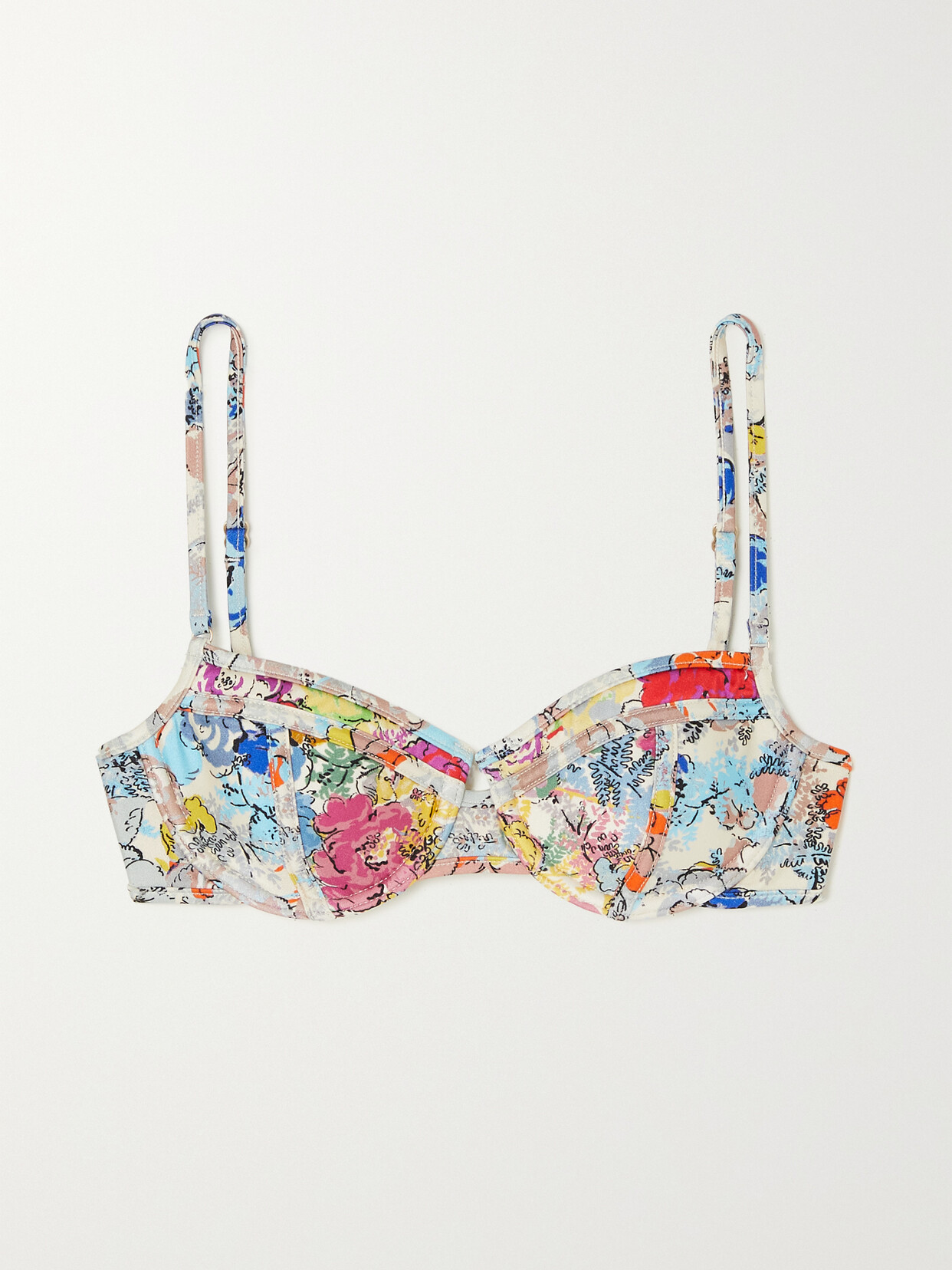 Zimmermann - Clover Floral-print Underwired Bikini Top - White