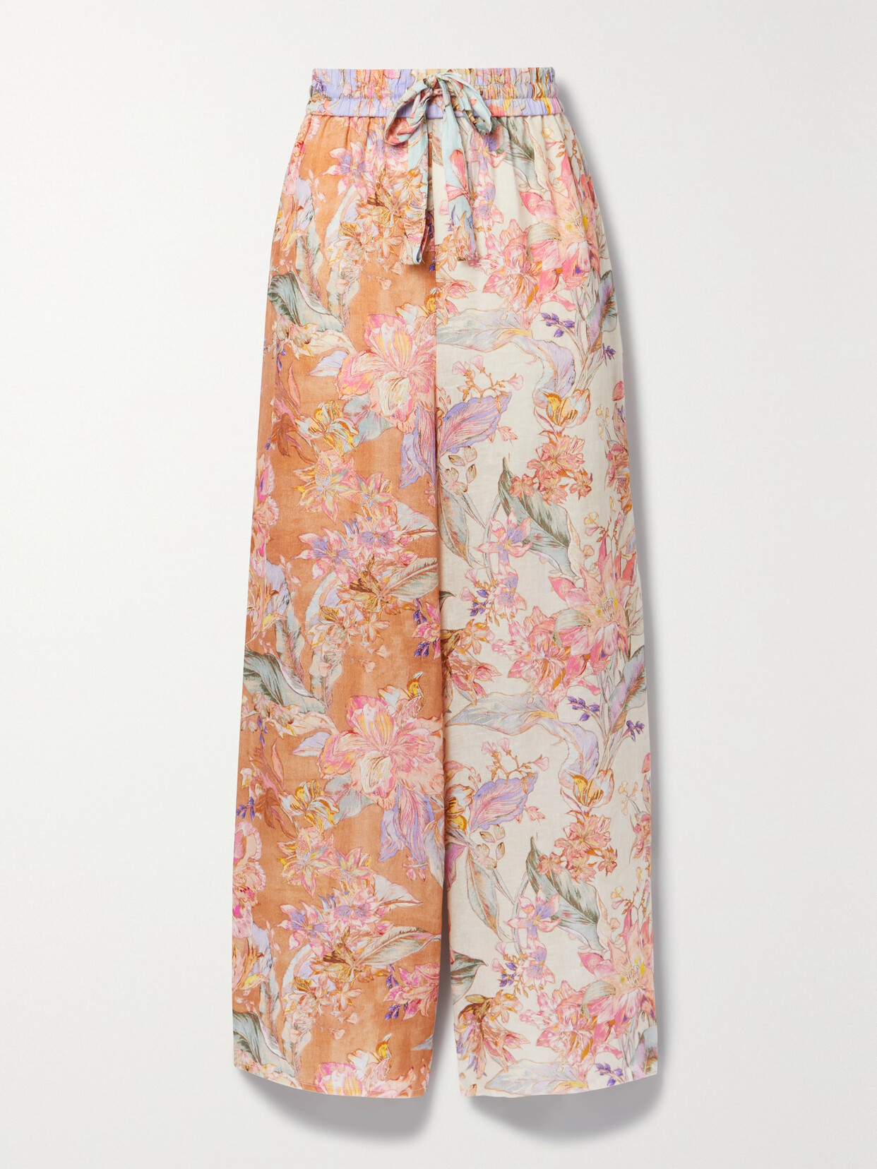 Zimmermann - Cira Floral-print Linen Wide-leg Pants - Pink