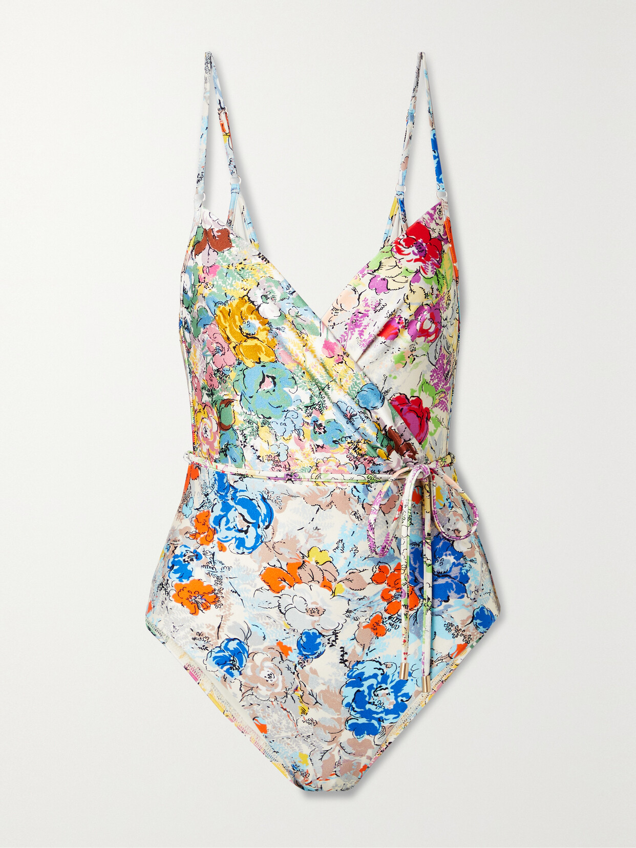 Zimmermann - Clover Wrap-effect Floral-print Swimsuit - White