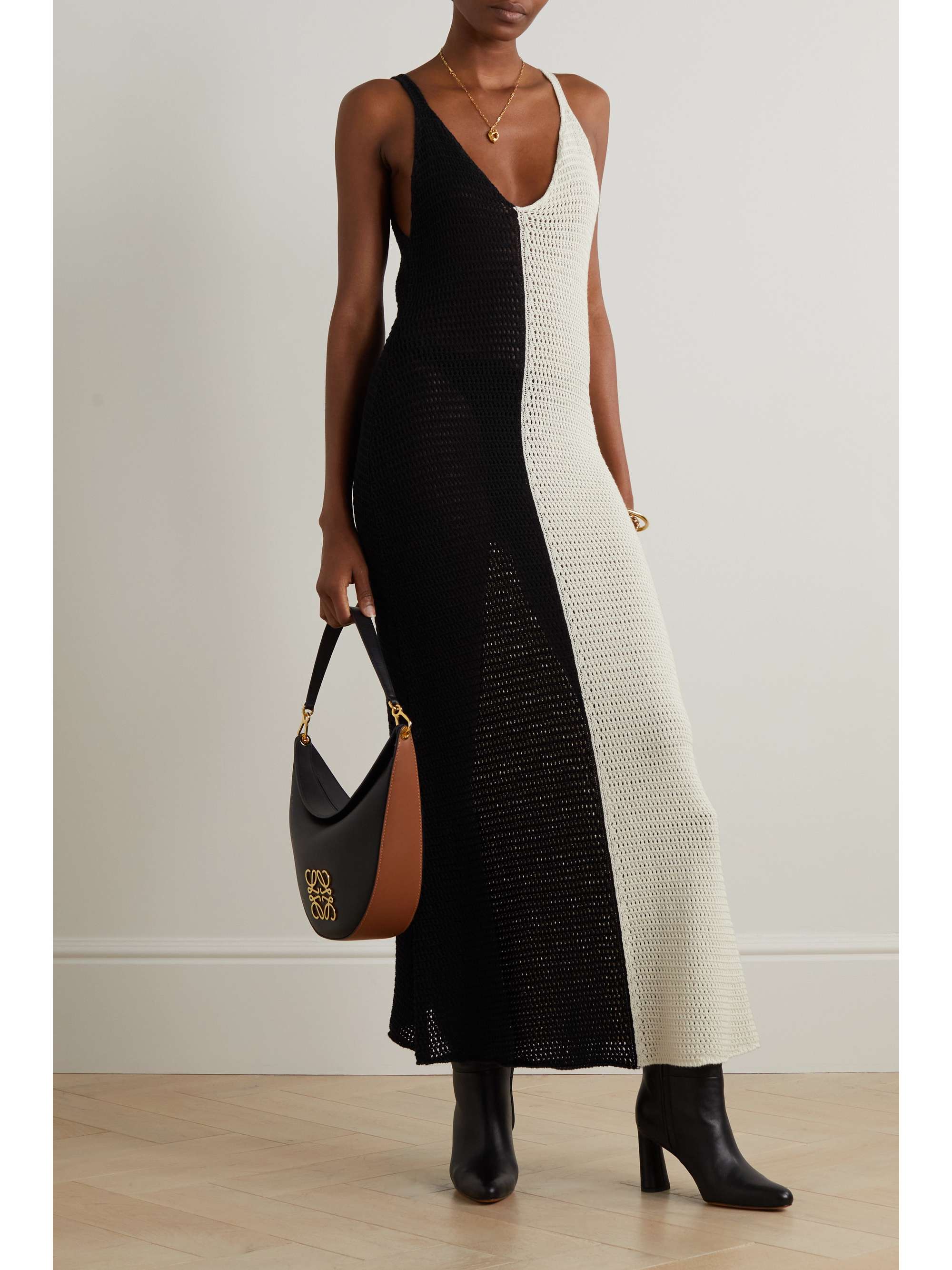 ZIMMERMANN Clover two-tone crochet-knit cotton midi dress