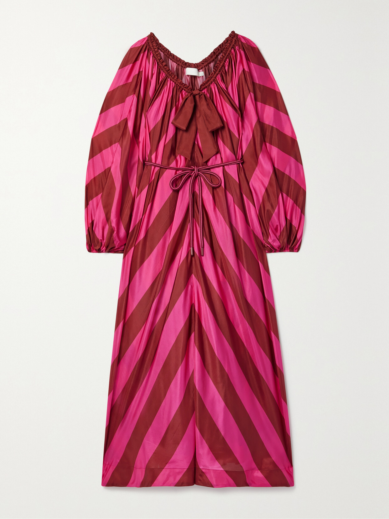 Zimmermann Tiggy Belted Striped Silk Midi Dress - Pink