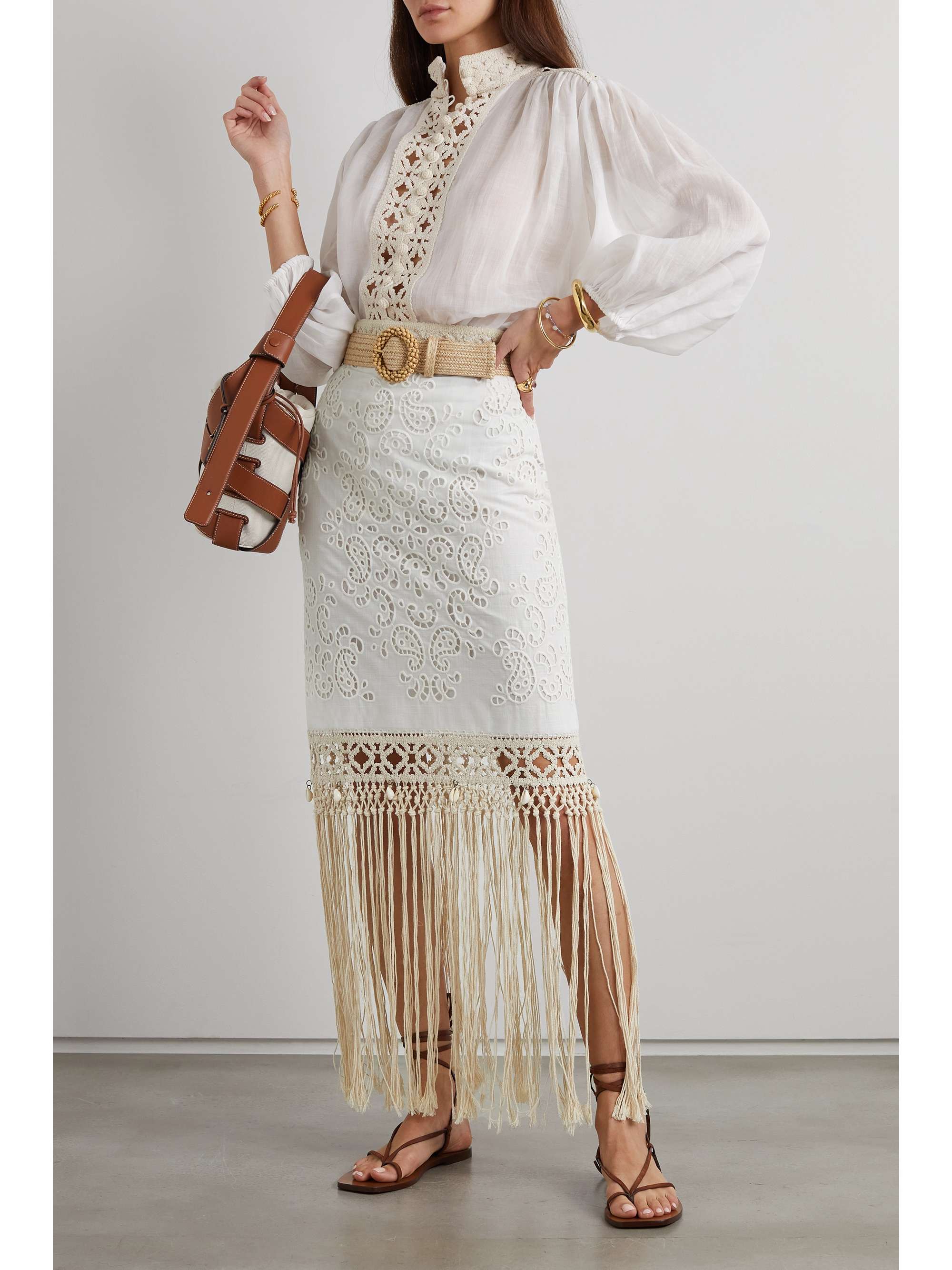 Zimmermann online embroidered skirt