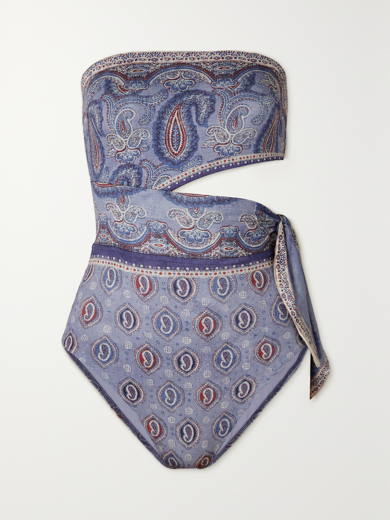 Zimmermann Vitali Placement Scarf Tie One-piece Swimsuit In Multicolour