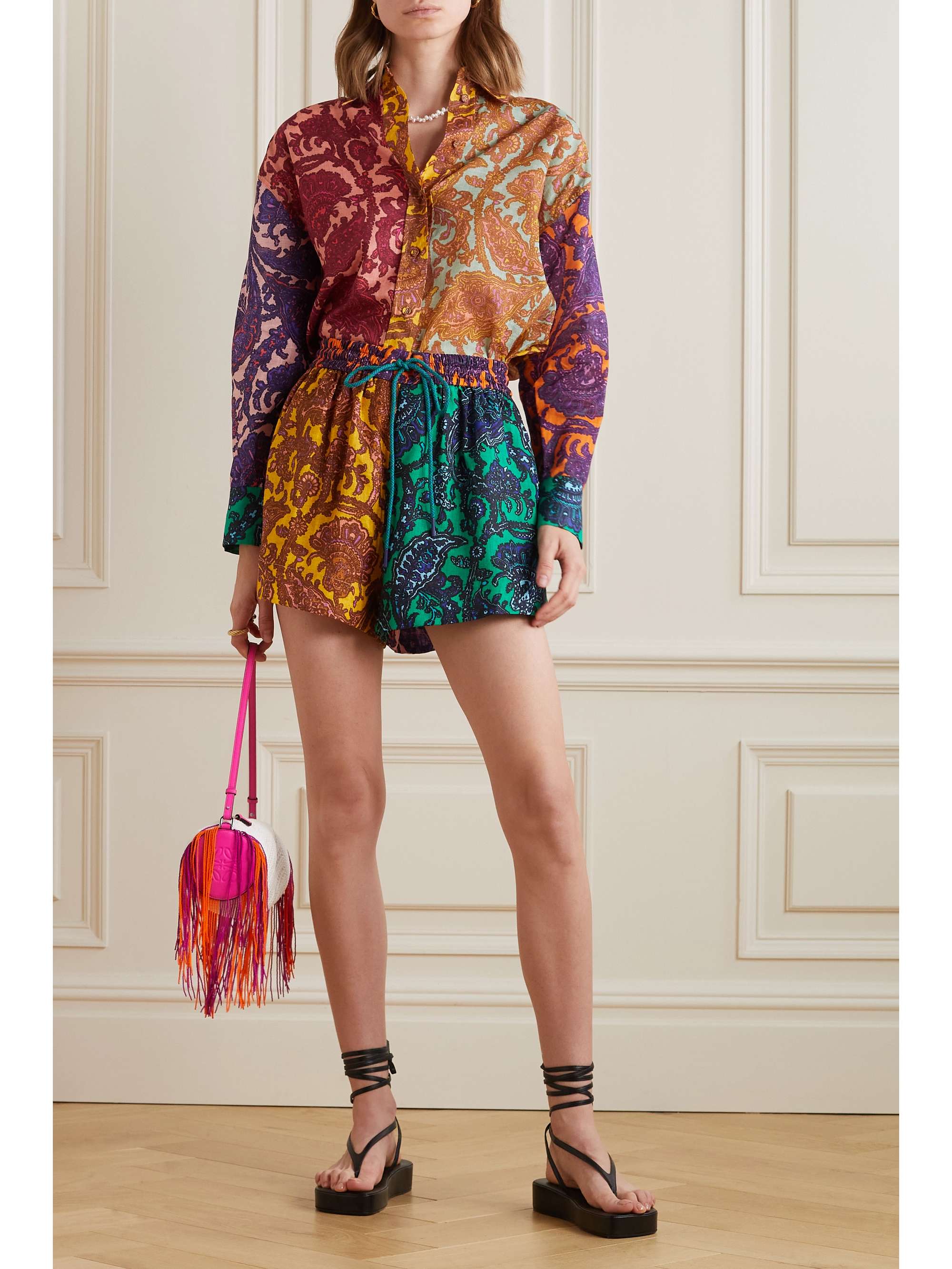 ZIMMERMANN Tiggy Spliced paisley-print linen shorts | NET-A-PORTER