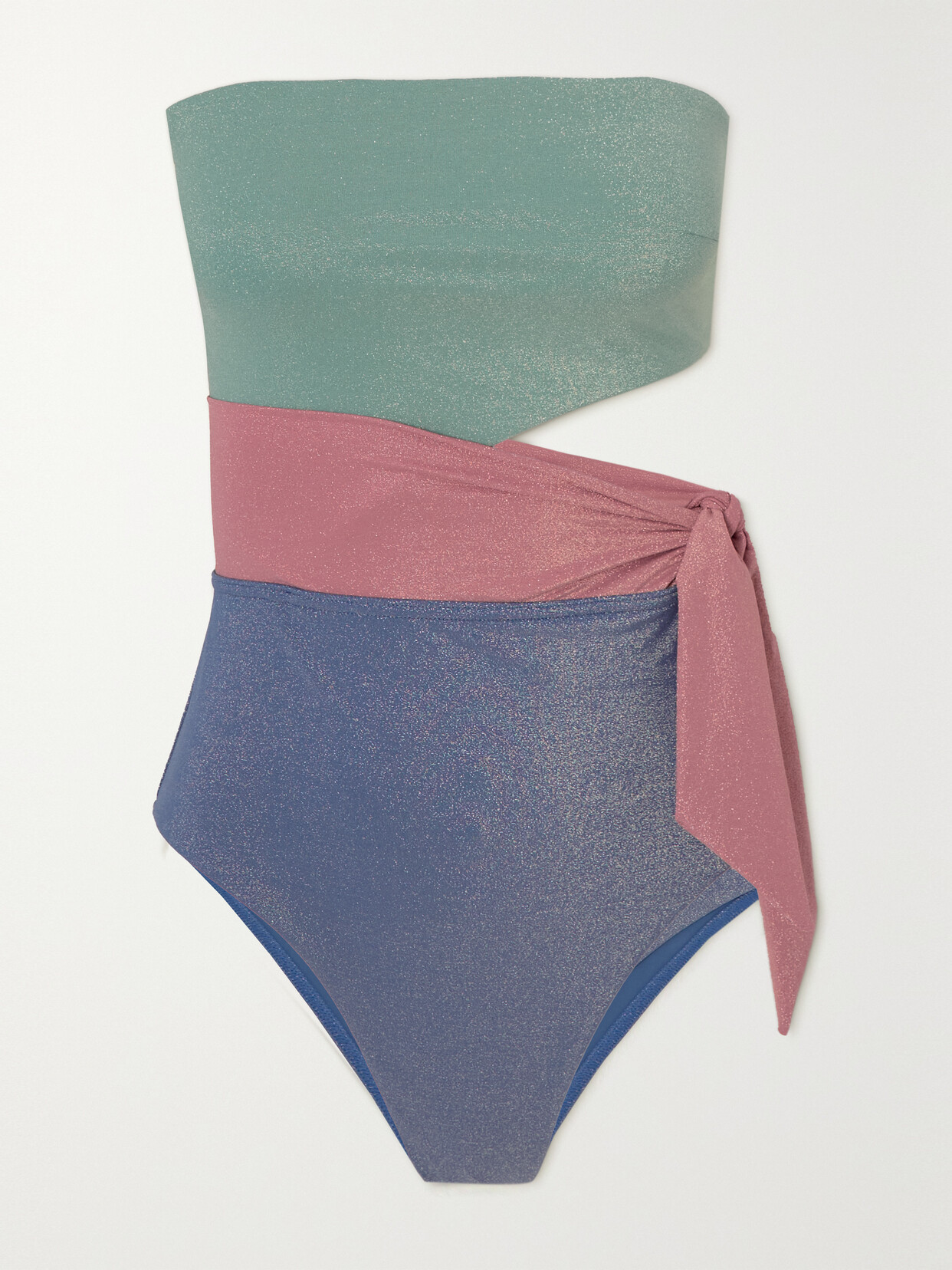 Zimmermann Clover Lurex Cutout Side-tie Swimsuit In Green