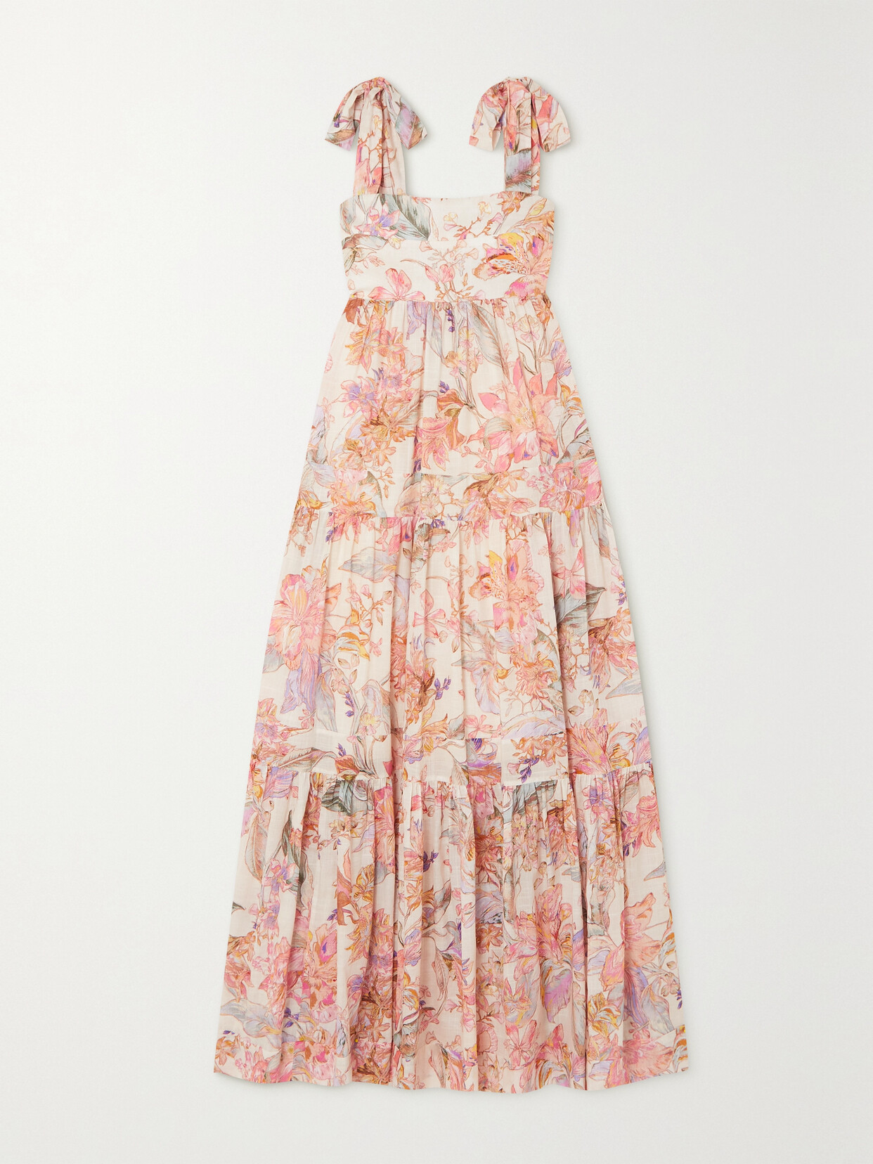 Zimmermann - Cira Tiered Floral-print Cotton-voile Midi Dress - Pink