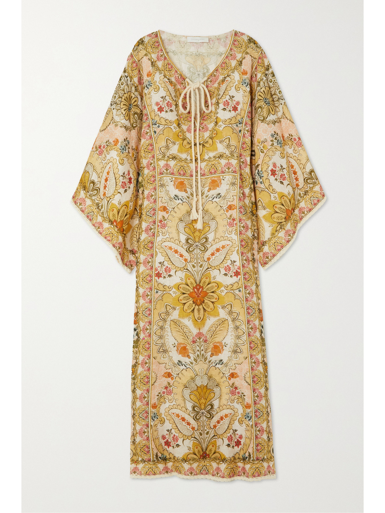 【ZIMMERMANN】laurel floral-print リネンボイル kaftan Zimmermann Laurel Floral-print Linen-voile Kaftan In Yellow