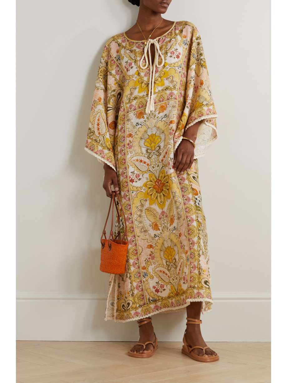 ZIMMERMANN Laurel floralprint linenvoile kaftan NETAPORTER