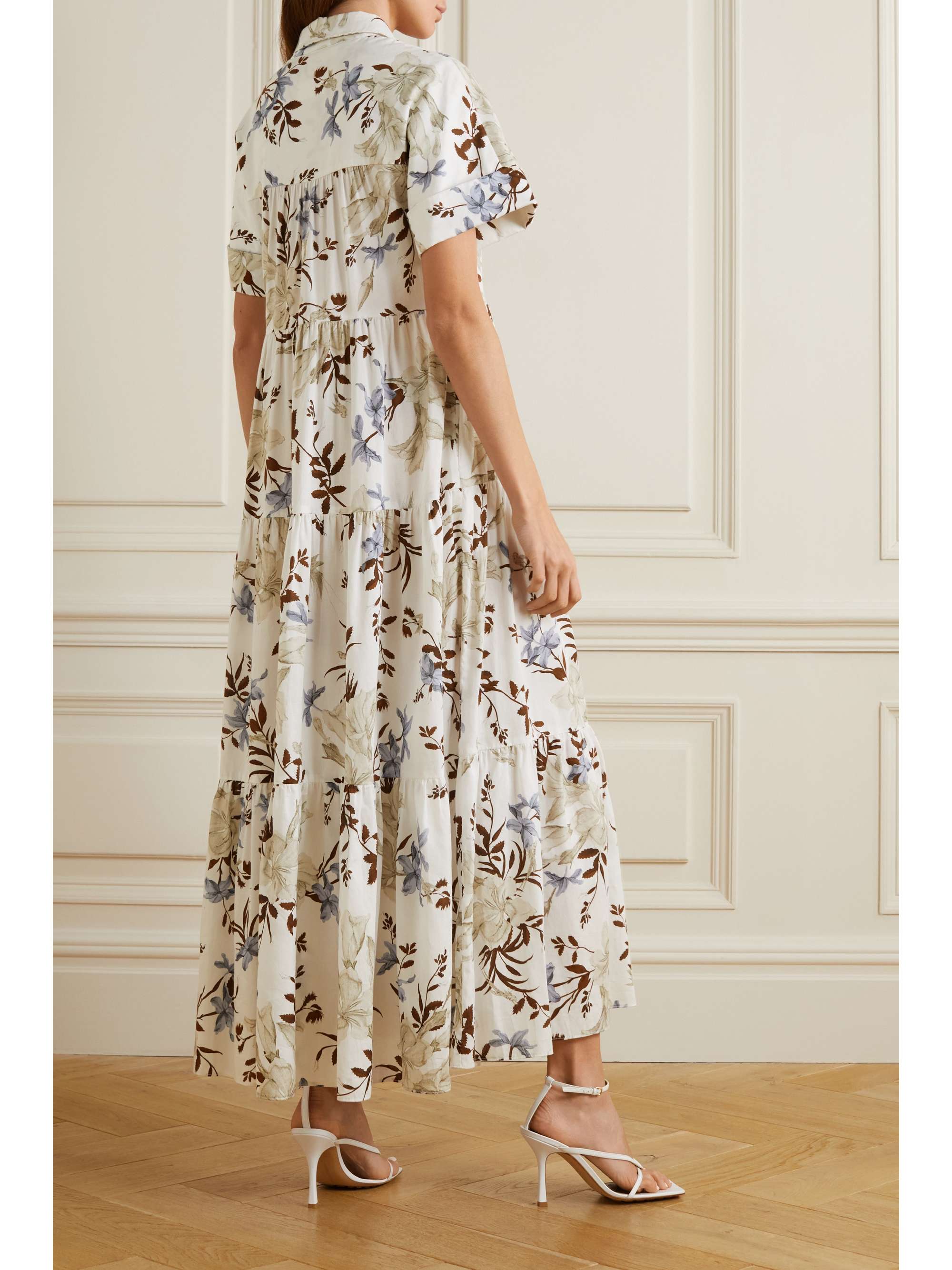 ERDEM Helena tiered floral-print cotton midi dress