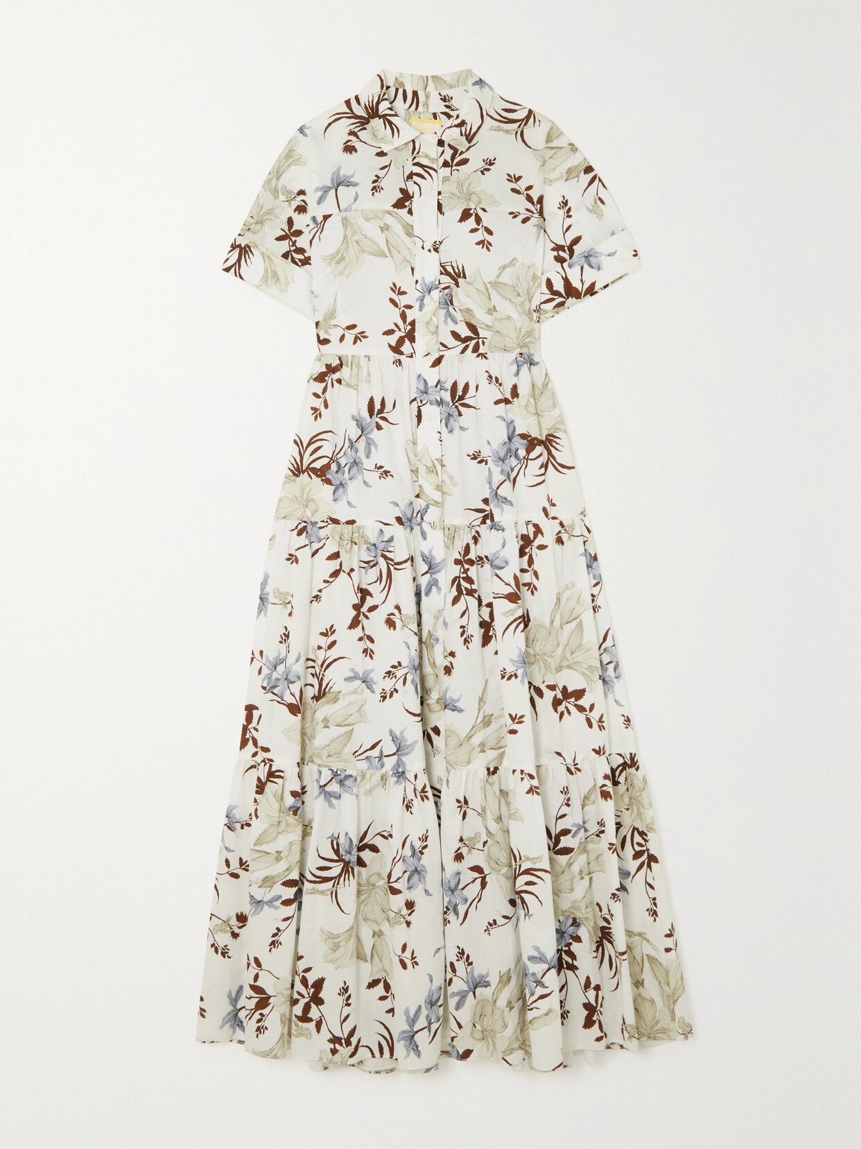 ERDEM HELENA TIERED FLORAL-PRINT COTTON MIDI DRESS