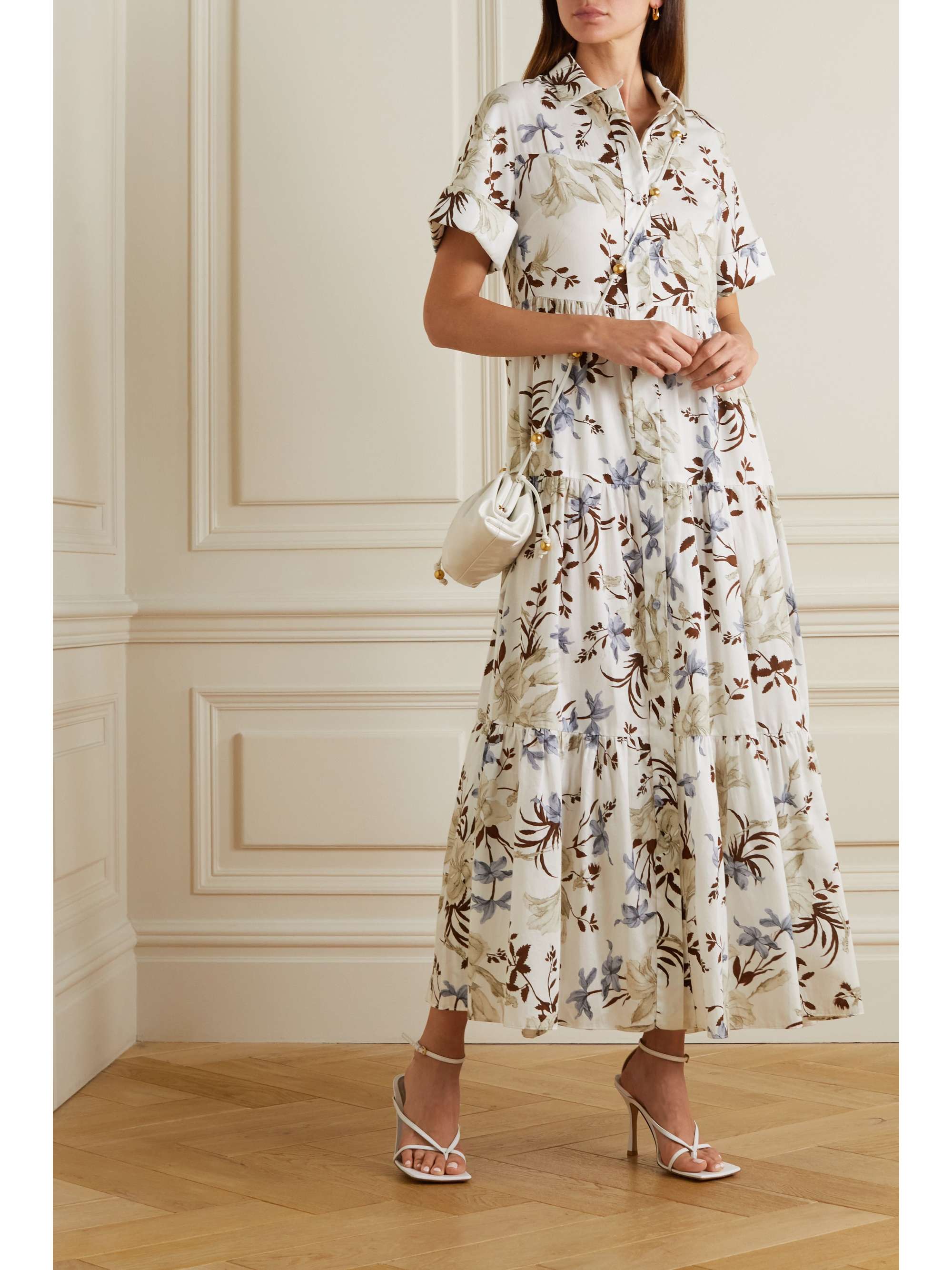 Floral print midi on sale dress