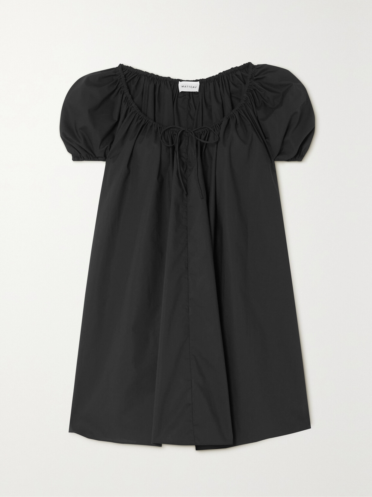 Matteau - Off-the-shoulder Pleated Poplin Mini Dress - Black