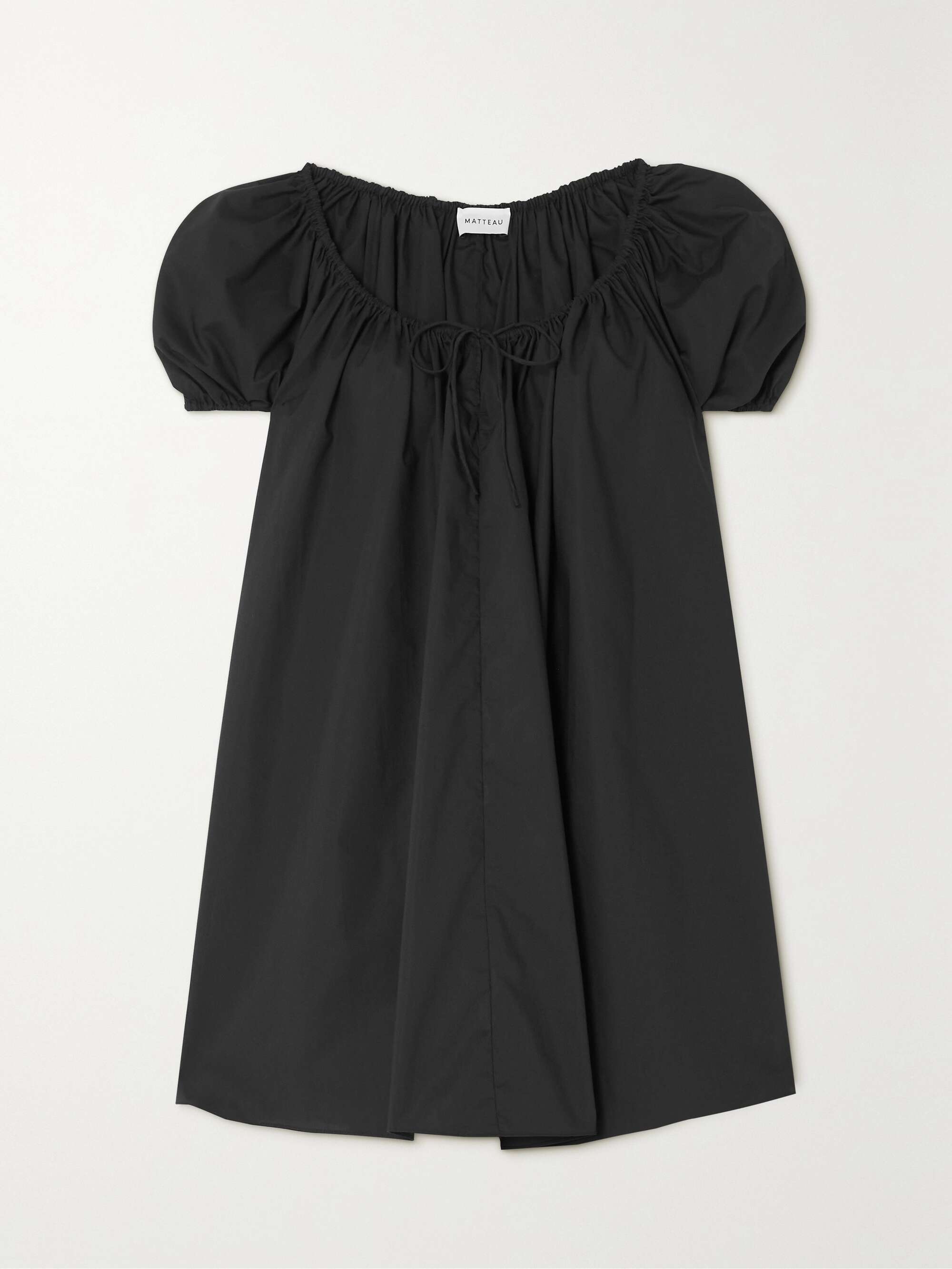 MATTEAU Off-the-shoulder pleated poplin mini dress | NET-A-PORTER