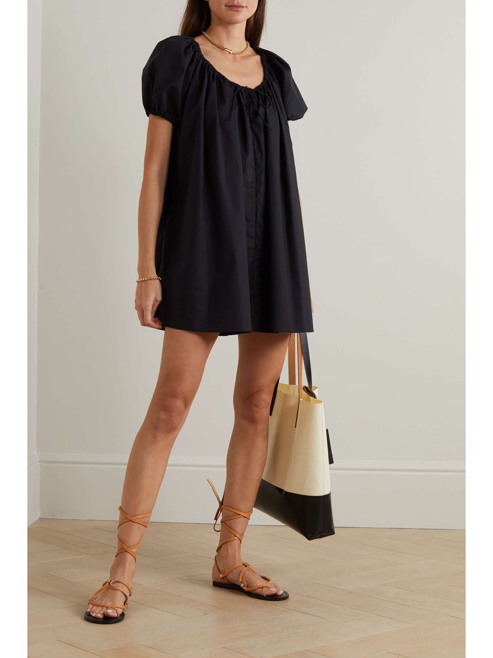 MATTEAU Off-the-shoulder pleated poplin mini dress | NET-A-PORTER