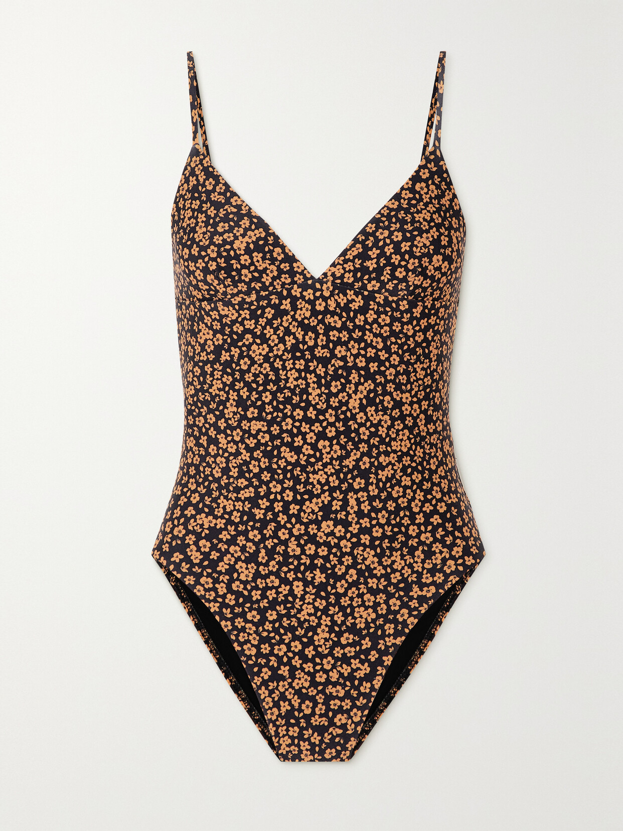 Matteau The Plunge Floral-print Swimsuit - Brown