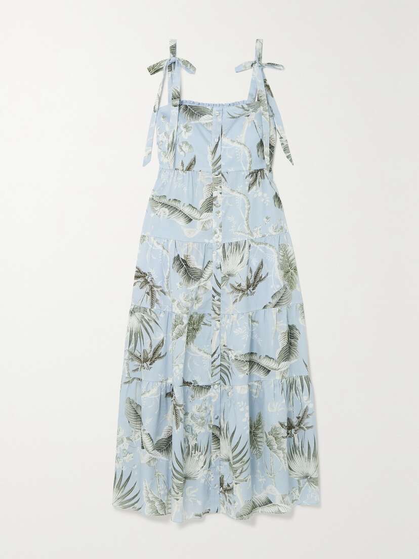 Erdem Georgiana Tie-detailed Printed Cotton And Silk-blend Voile Midi Dress