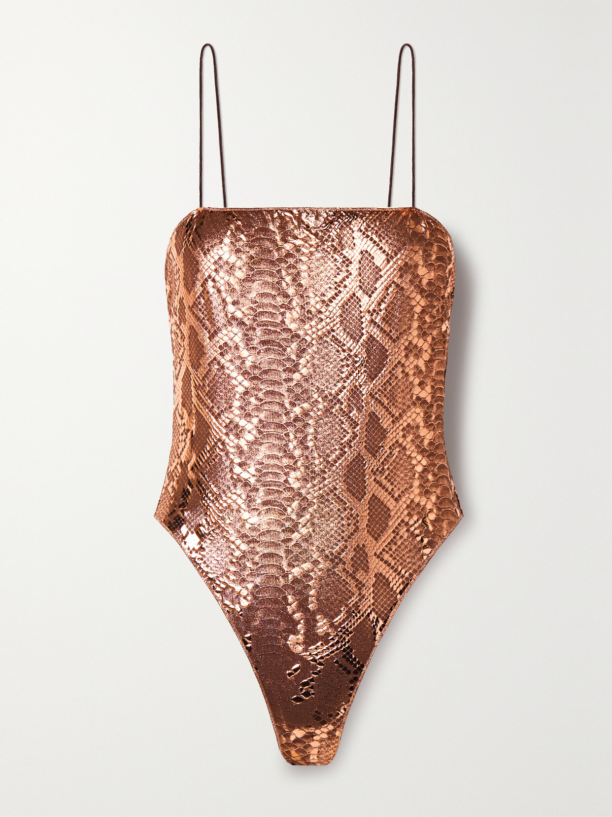 Oséree - Python Metallic Snake-print Swimsuit - Brown