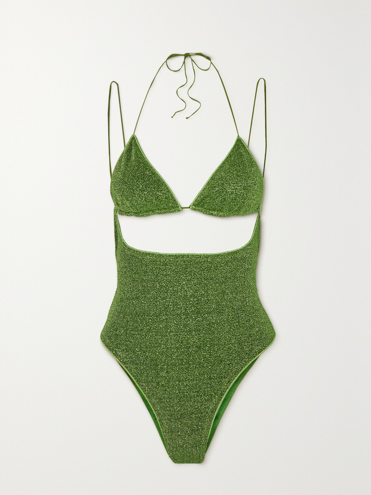 Oséree - Lumière Cutout Metallic Swimsuit - Green