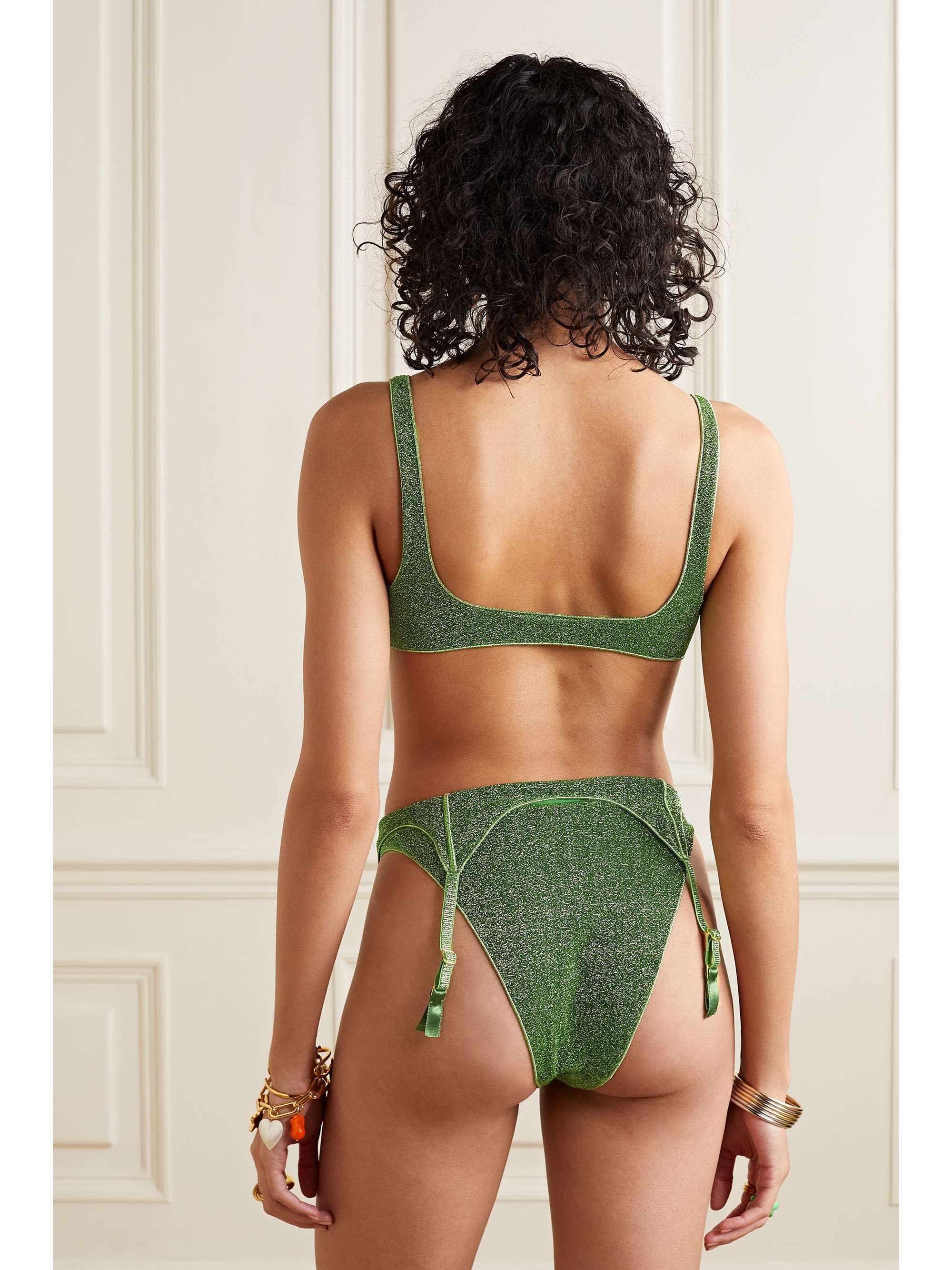 OSÉREE Lumière Sporty Belt stretch-lurex bikini