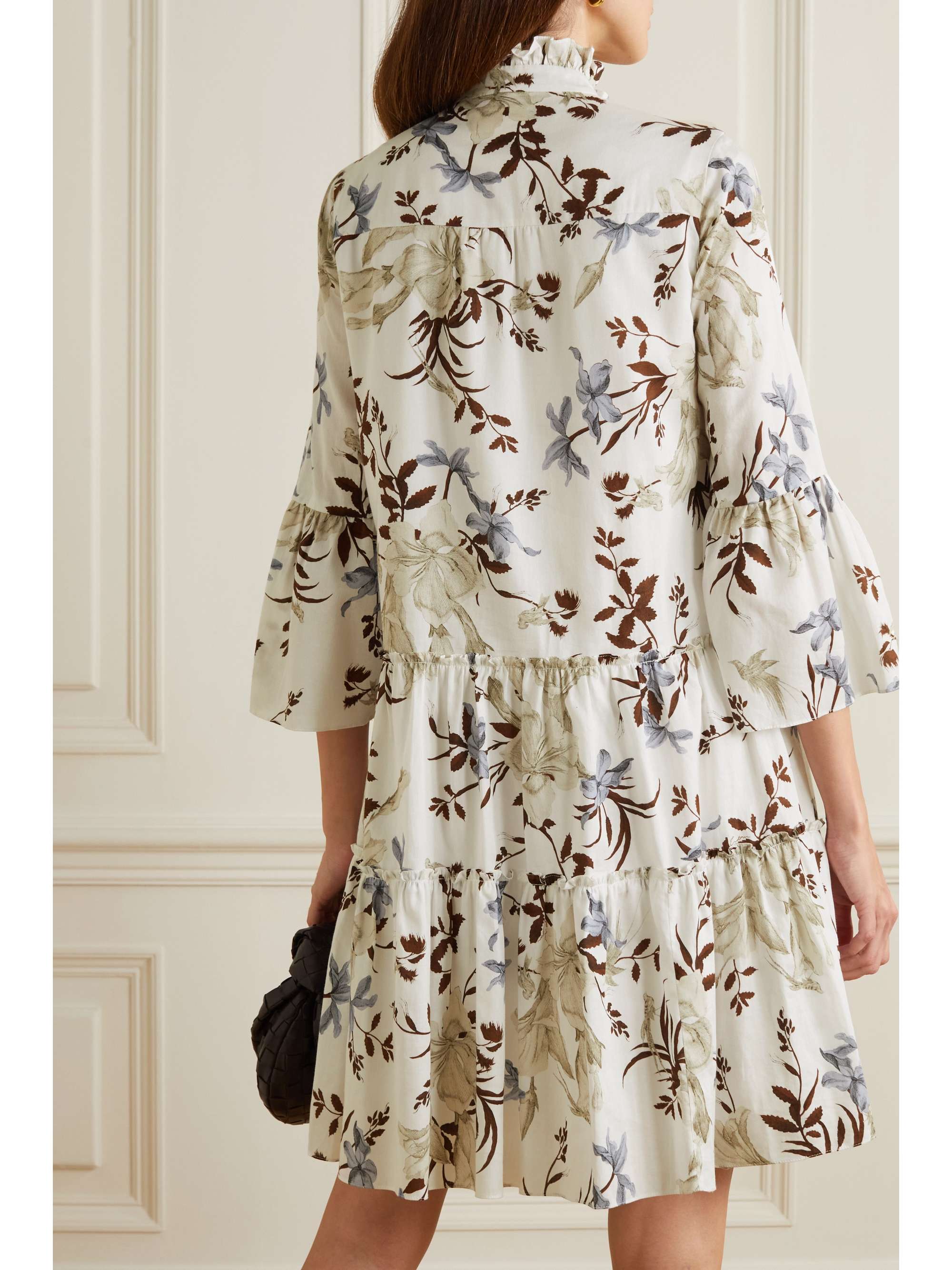 ERDEM Alexine 层接式花卉印花纯棉迷你连衣裙
