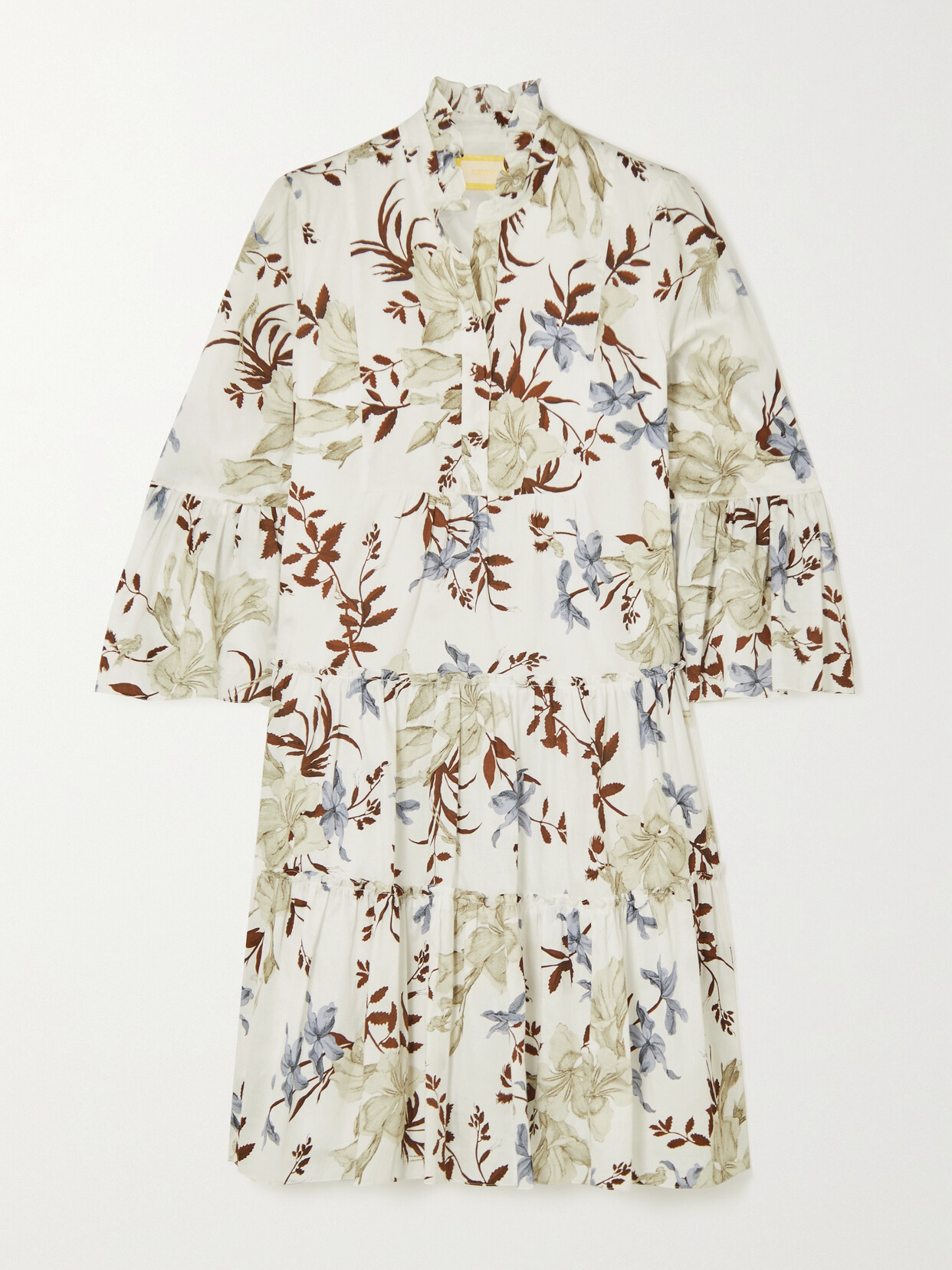 Erdem - Alexine Tiered Floral-print Cotton Mini Dress - Cream