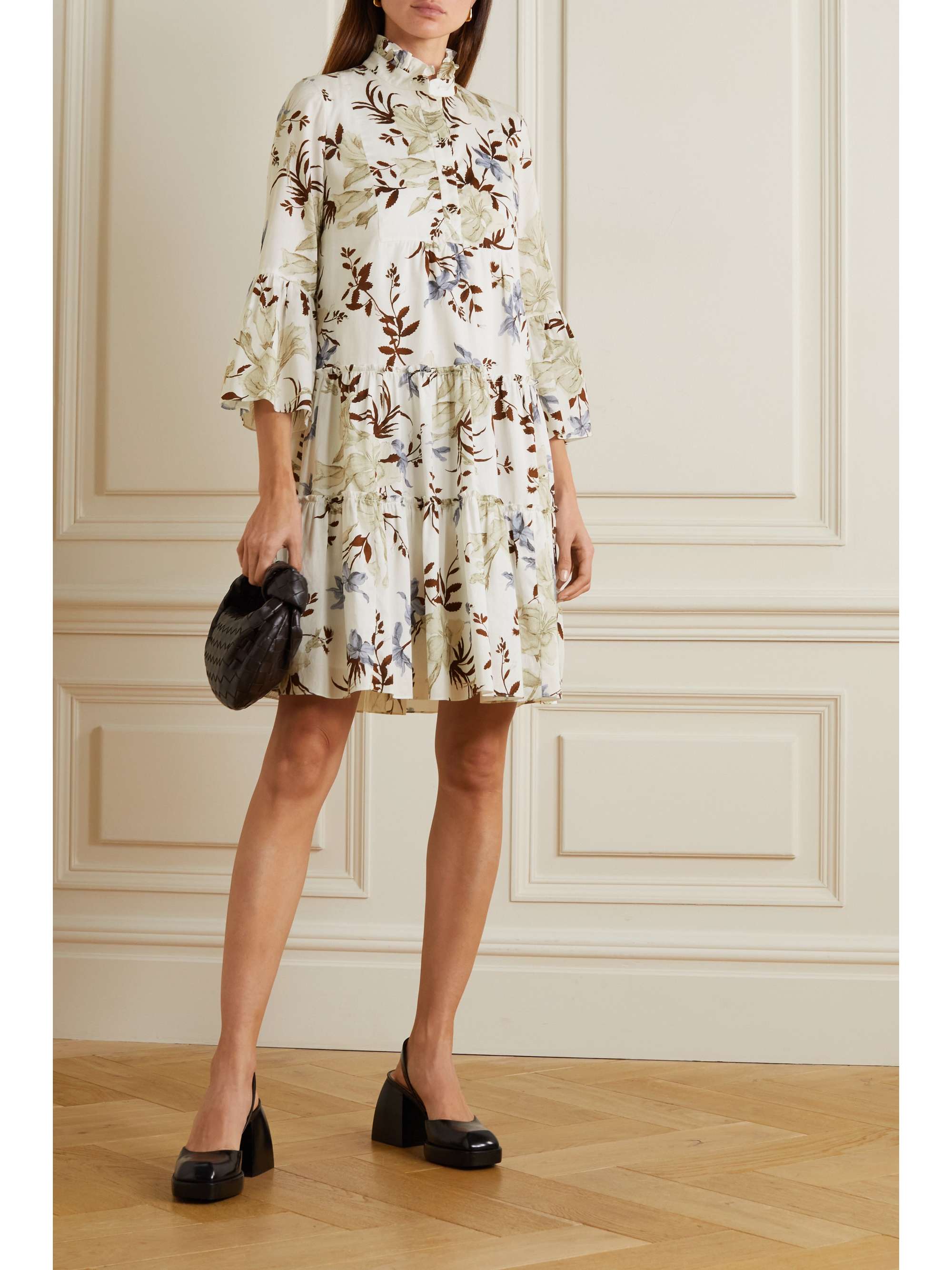 ERDEM Alexine 层接式花卉印花纯棉迷你连衣裙