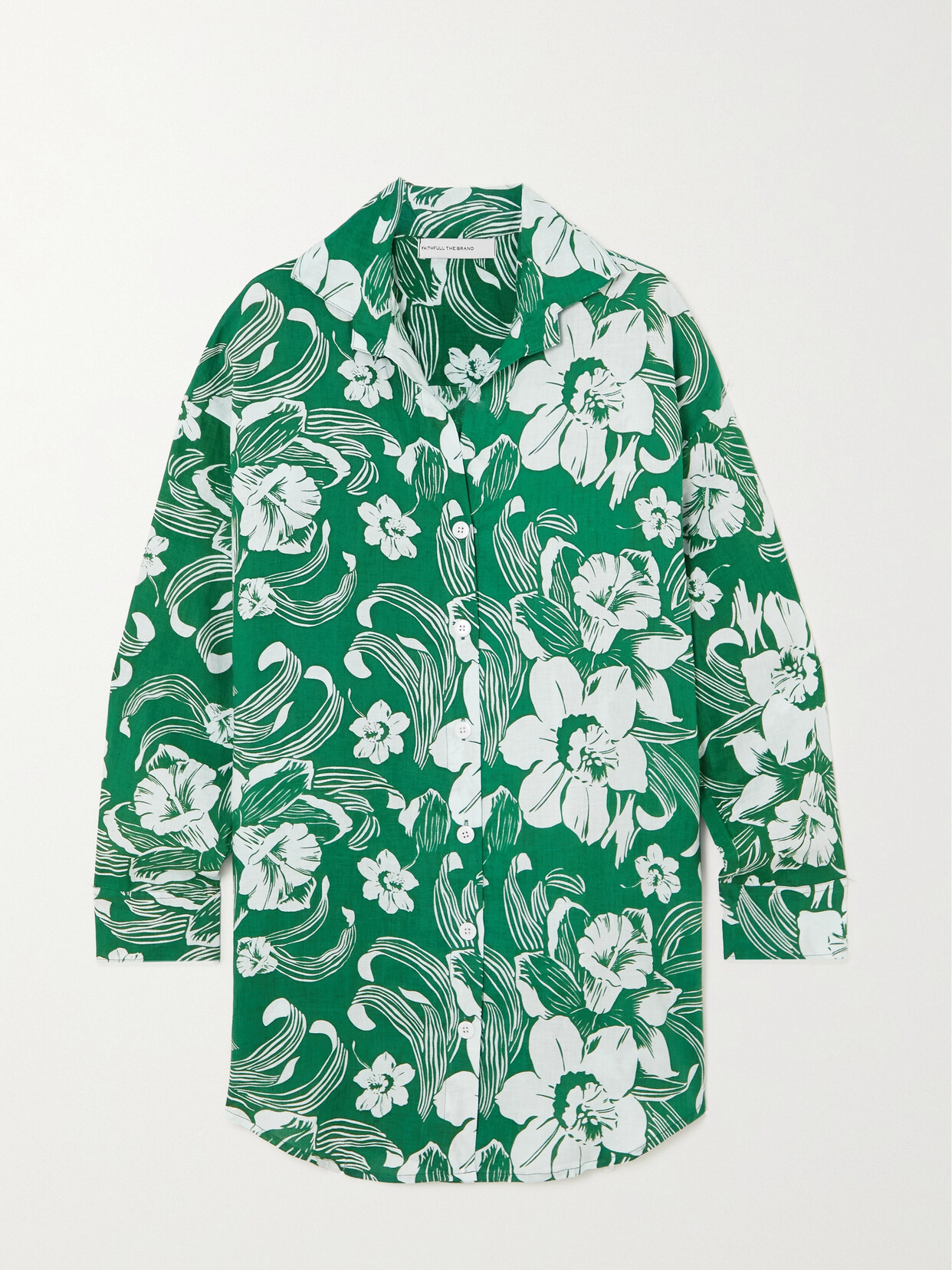 Faithfull The Brand - Tortuga Floral-print Linen Mini Shirt Dress - Green