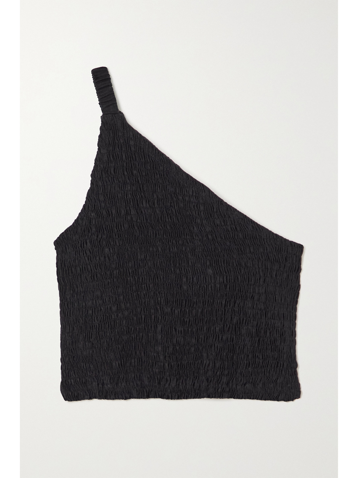 Faithfull The Brand - Le Manoa Cropped One-shoulder Smocked Linen Top - Black