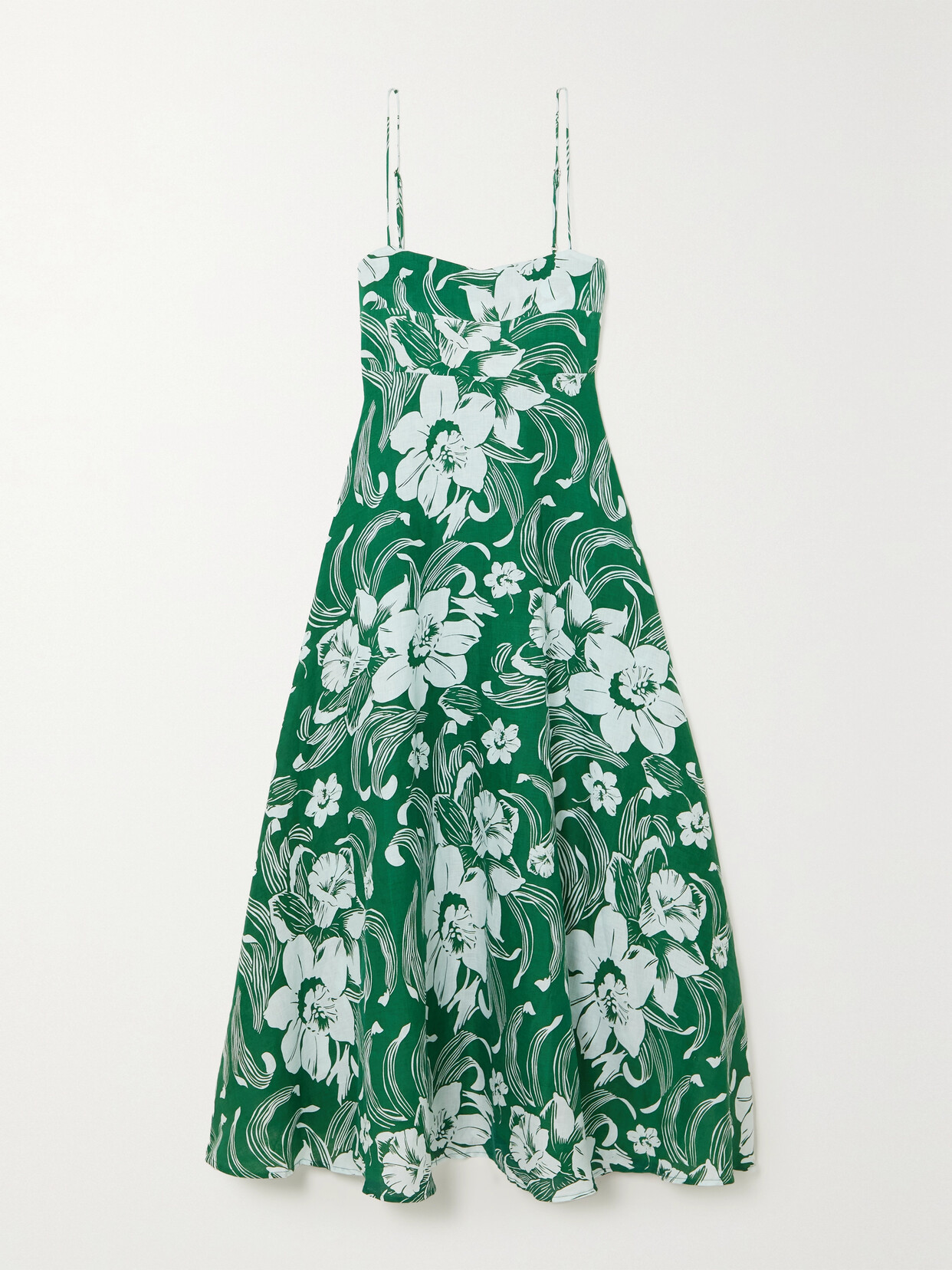 Faithfull The Brand - Alexandre Floral-print Linen Midi Dress - Green