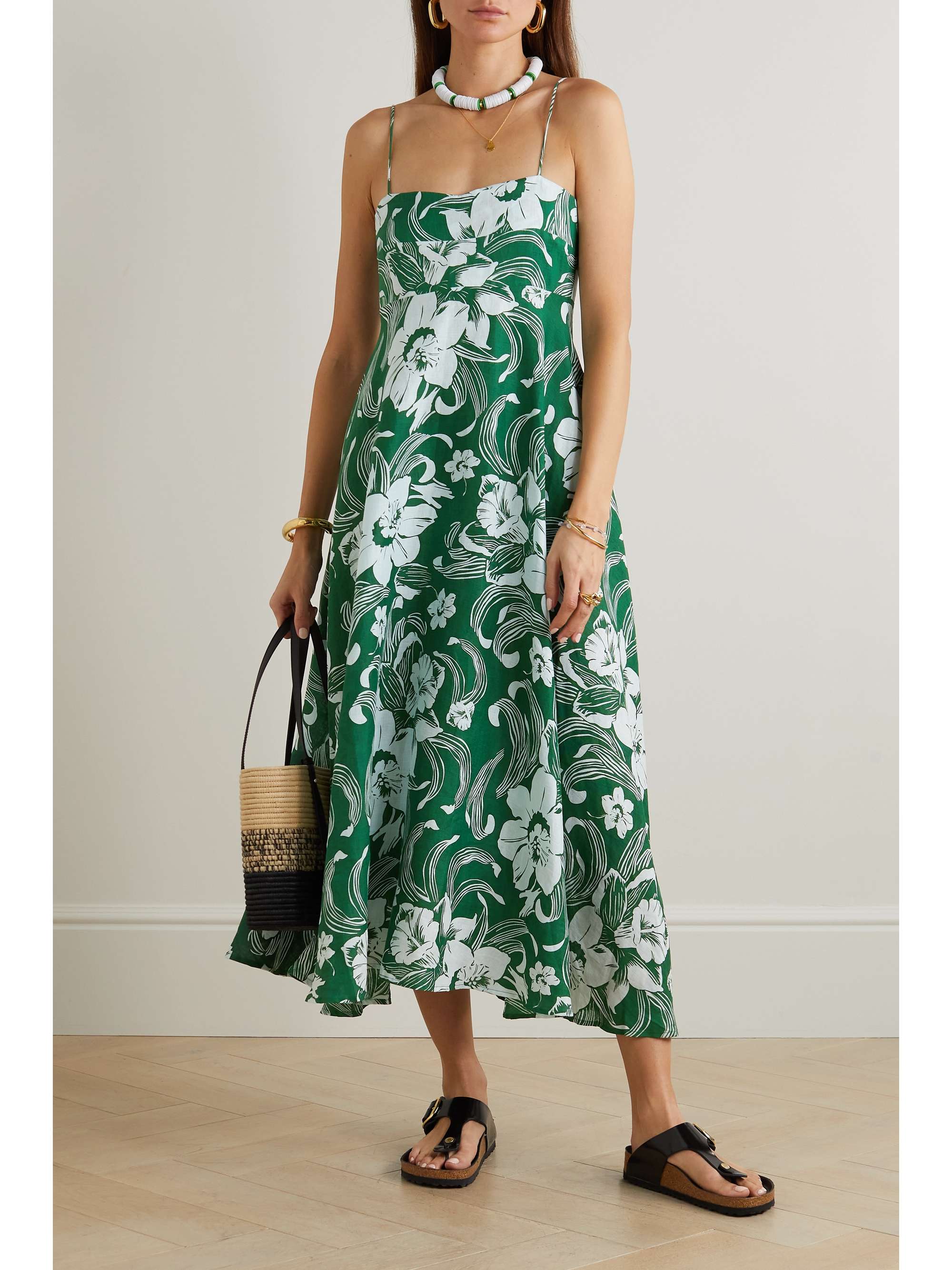 Alexandre floral-print linen midi dress