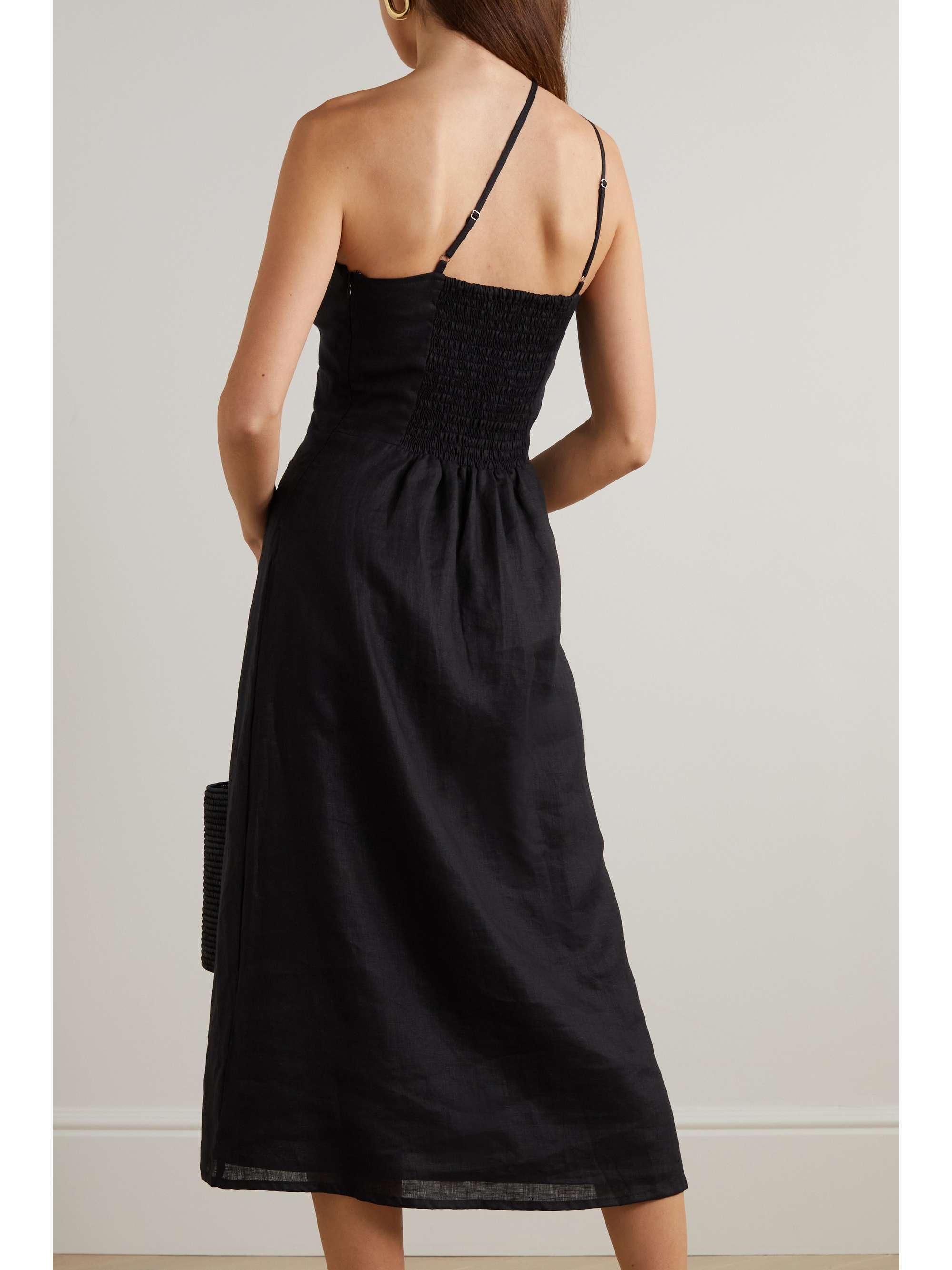 FAITHFULL THE BRAND + NET SUSTAIN Soko one-shoulder shirred linen dress