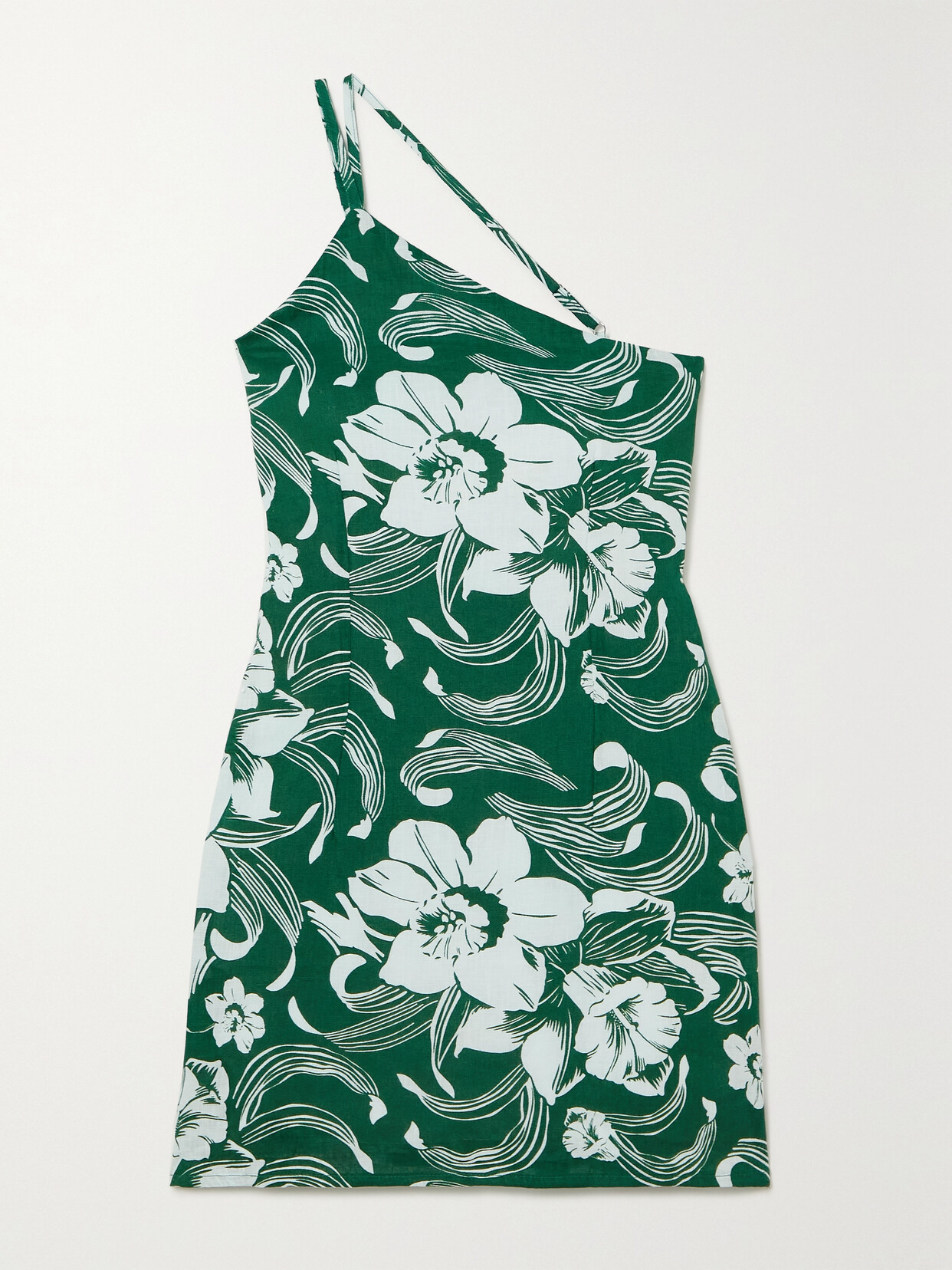 Faithfull The Brand - Zippora Asymmetric Floral-print Linen-gauze Mini Dress - Green