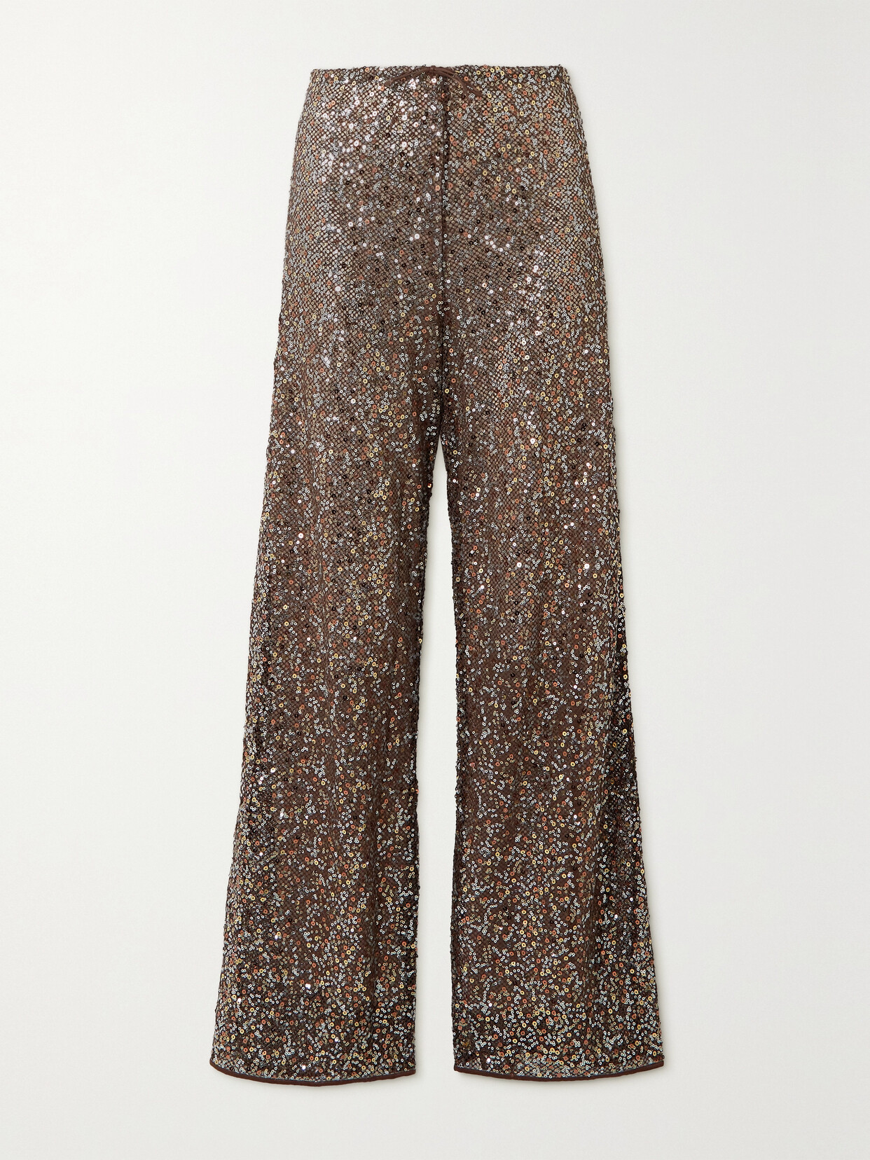 Oséree - Netquins Sequined Tulle Wide-leg Pants - Brown