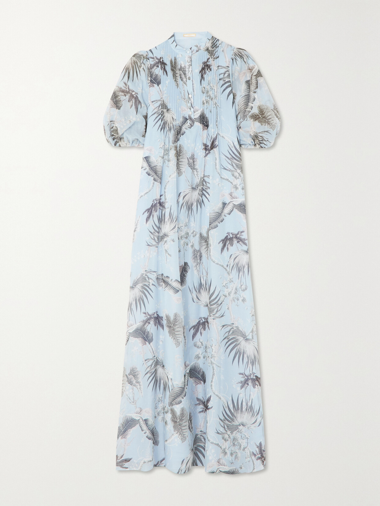 Erdem - Ariana Pintucked Printed Cotton And Silk-blend Voile Maxi Dress - Blue