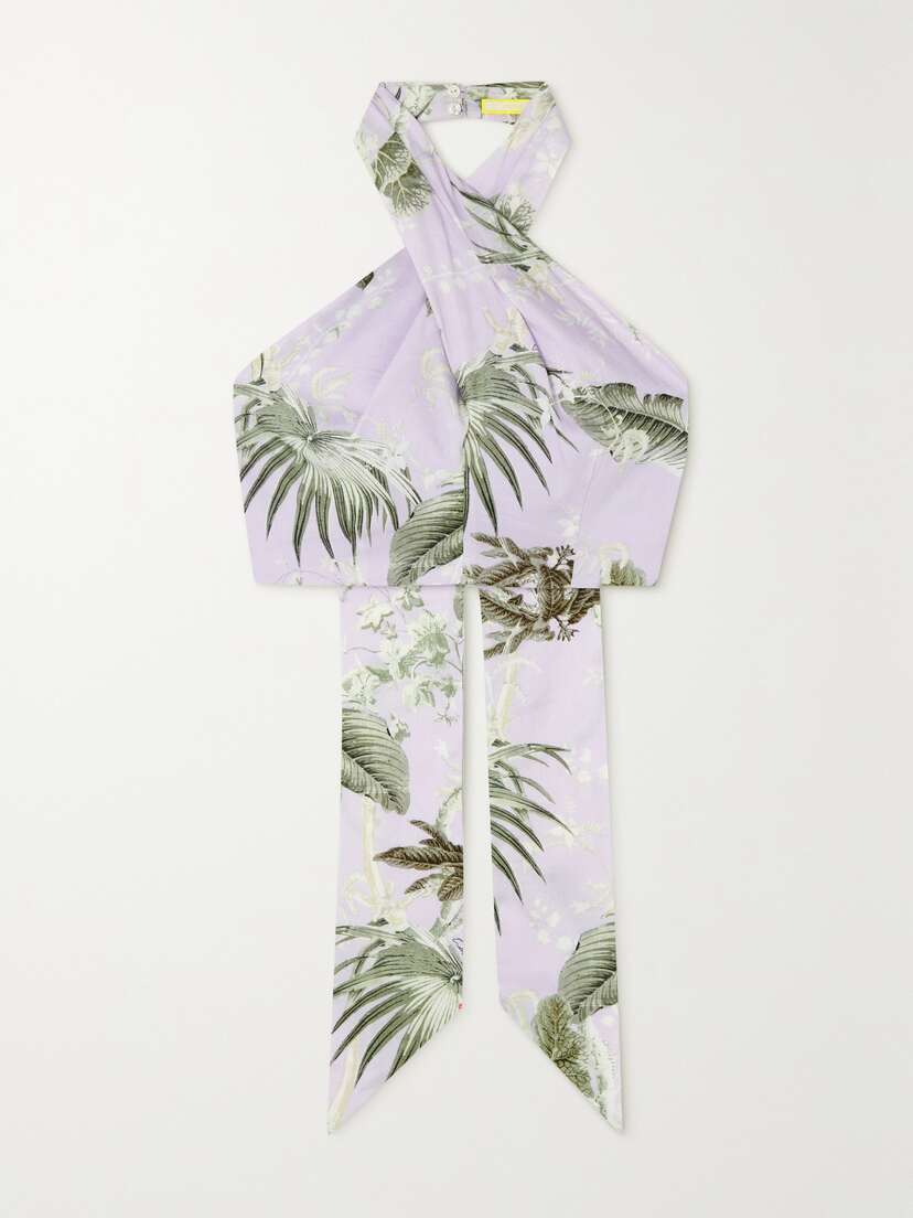 Erdem Luna Cropped Cotton Halterneck Top - UK 16