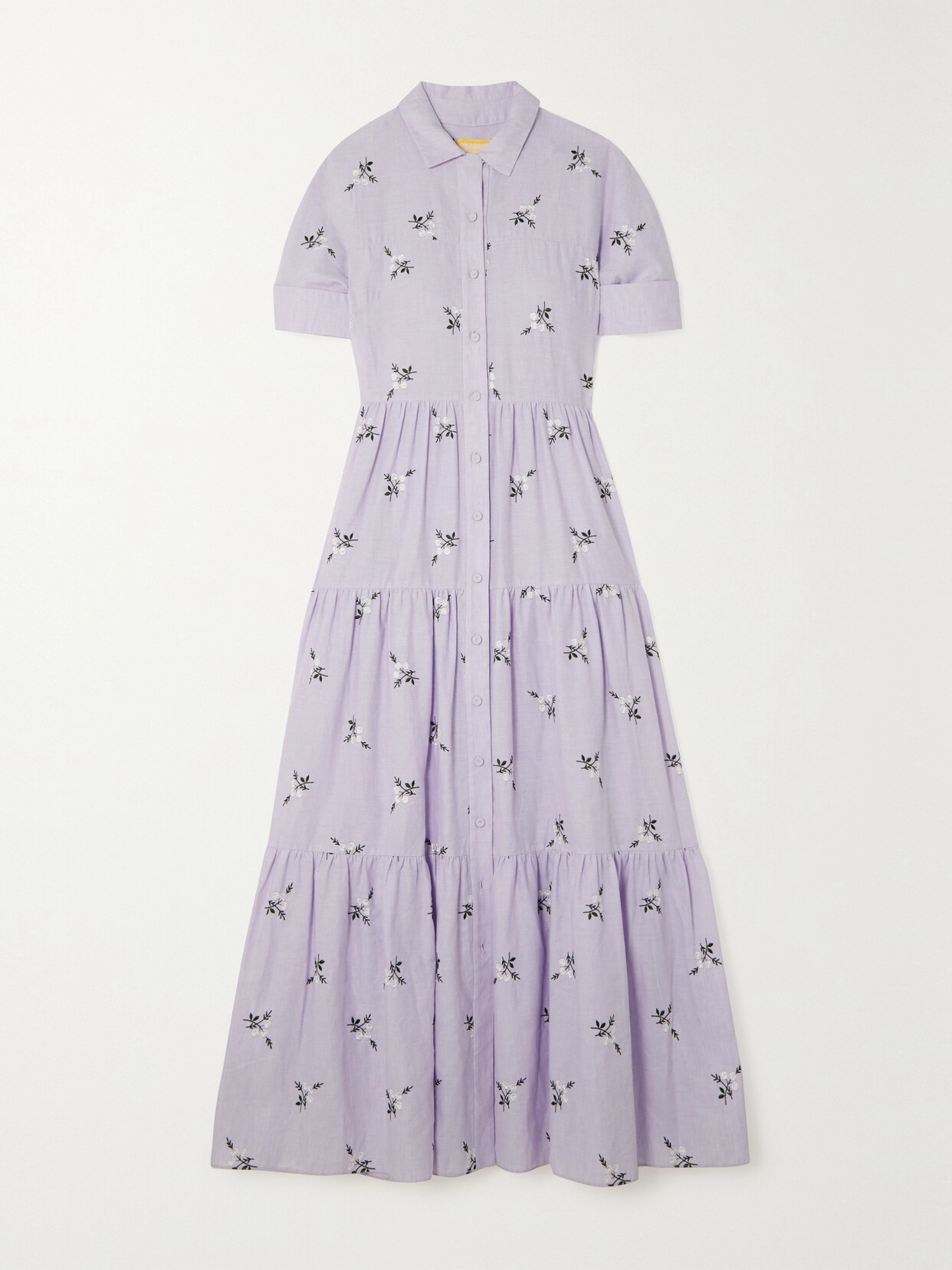 Erdem - Helena Tiered Embroidered Cotton And Linen-blend Maxi Dress - Purple