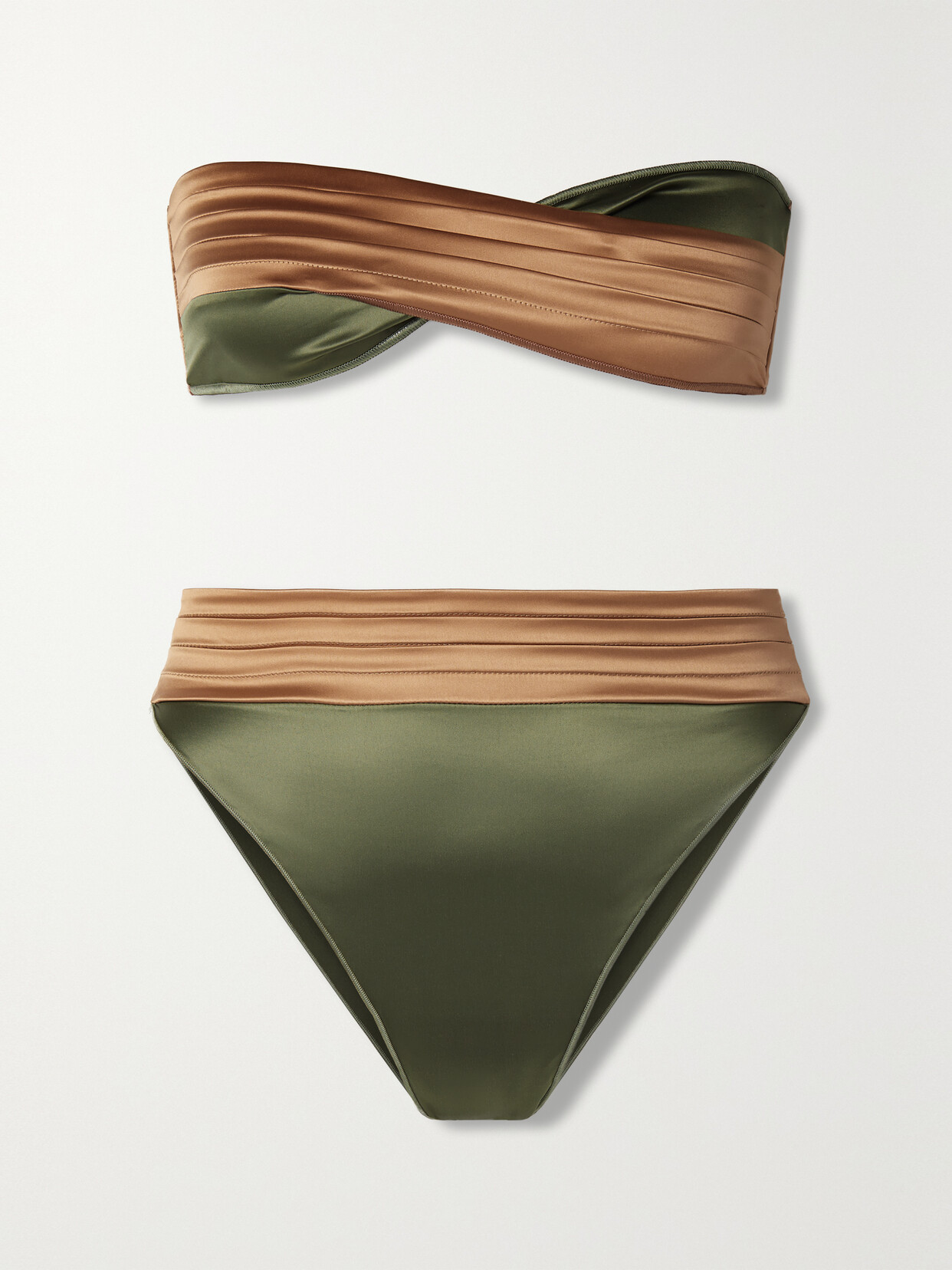 Oséree - Twist-front Recycled Stretch-satin Bikini - Green